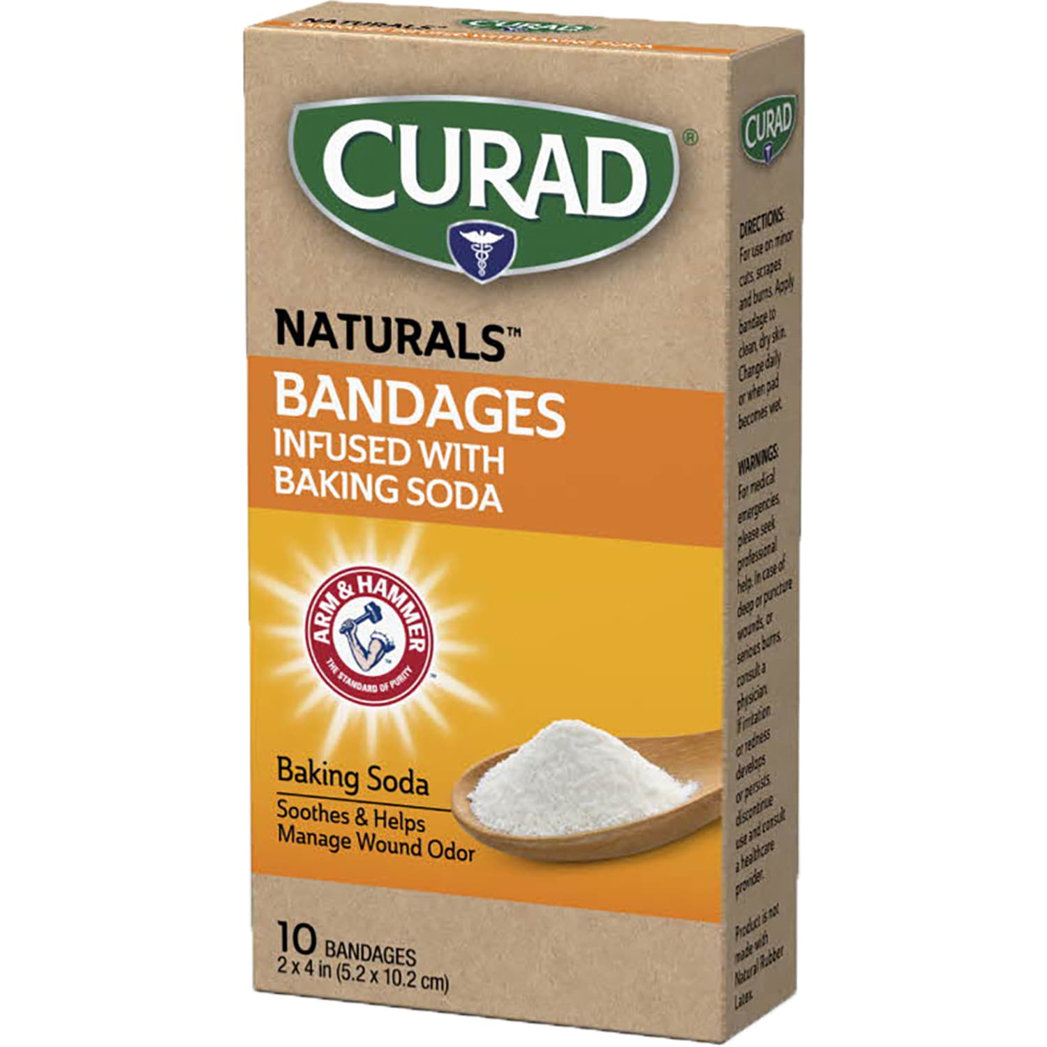 Curad Naturals Bandages Infused With Baking Soda, 4in x 4in, Beige, 10 Bandages Per Pack, Set Of 24 Packs - Image 3