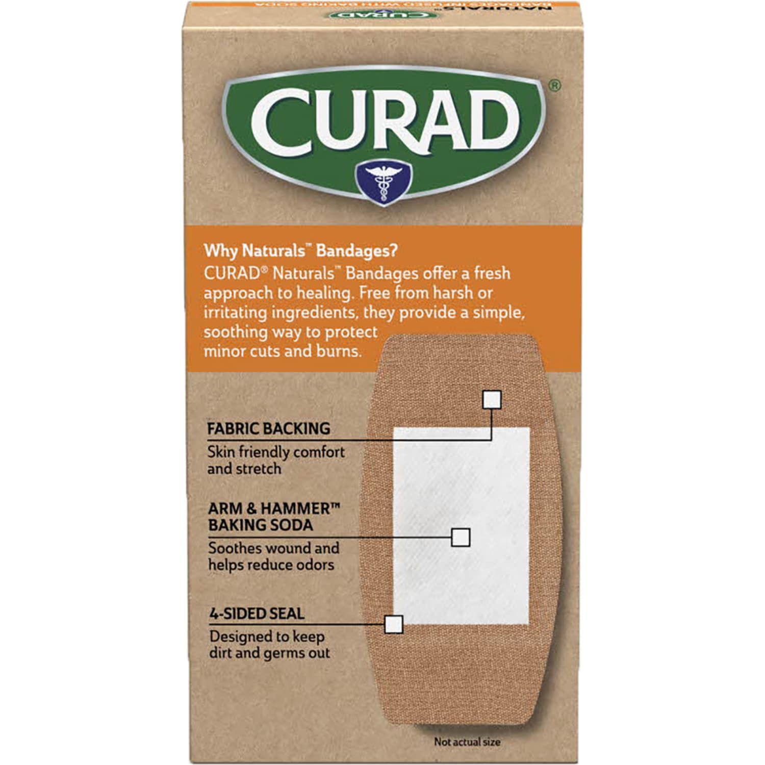 Curad Naturals Bandages Infused With Baking Soda, 4in x 4in, Beige, 10 Bandages Per Pack, Set Of 24 Packs - Image 5