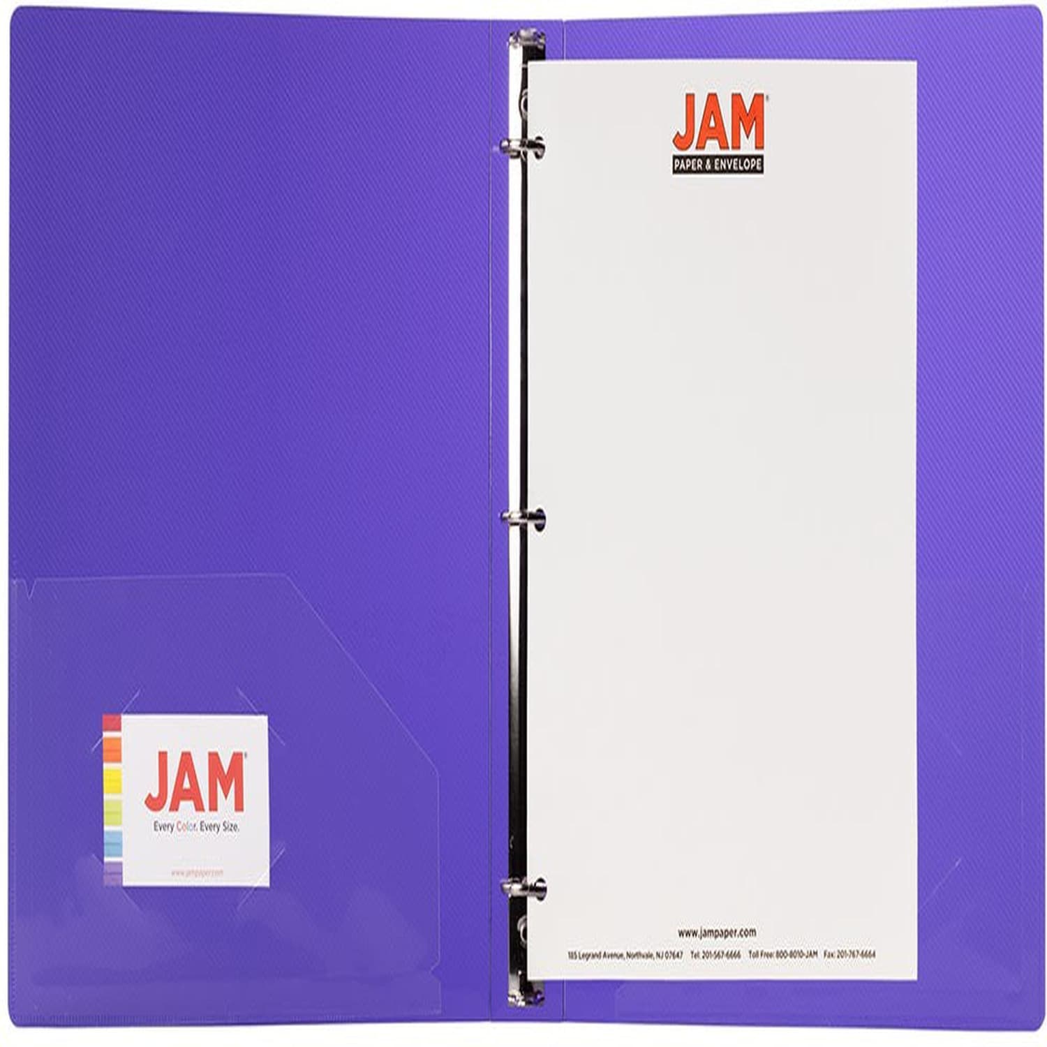 JAM PAPER 3 Ring Plastic Binder, 1 inch, Purple - Image 5