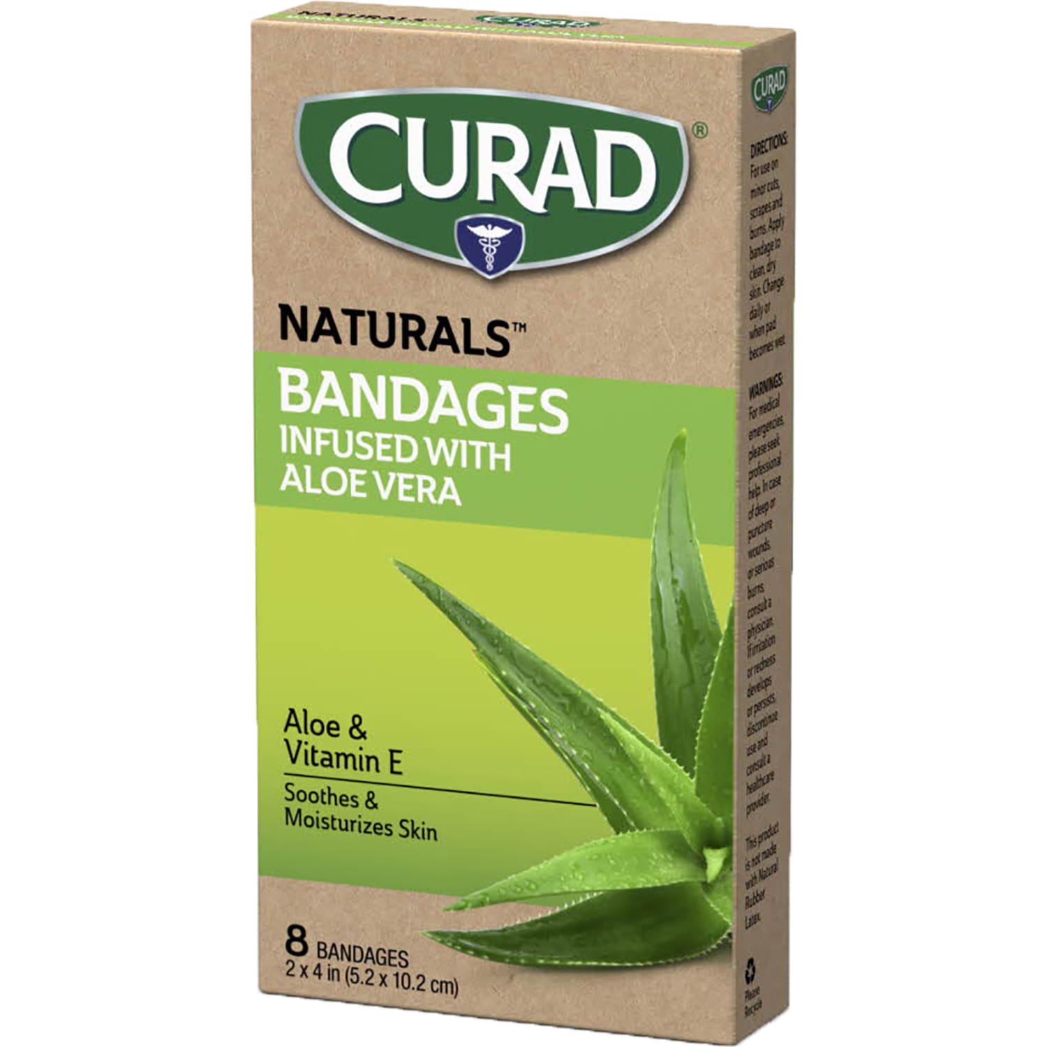 Curad Naturals Bandages Infused With Aloe Vera, 2in x 4in, Beige, 8 Bandages Per Pack, Set Of 24 Packs - Image 3