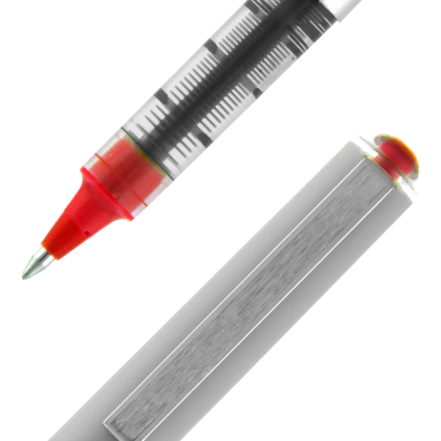 uni-ball Vision Liquid Ink Rollerball Pen, Fine Point, 0.7 mm, Gray Barrel, Red Ink - Image 4