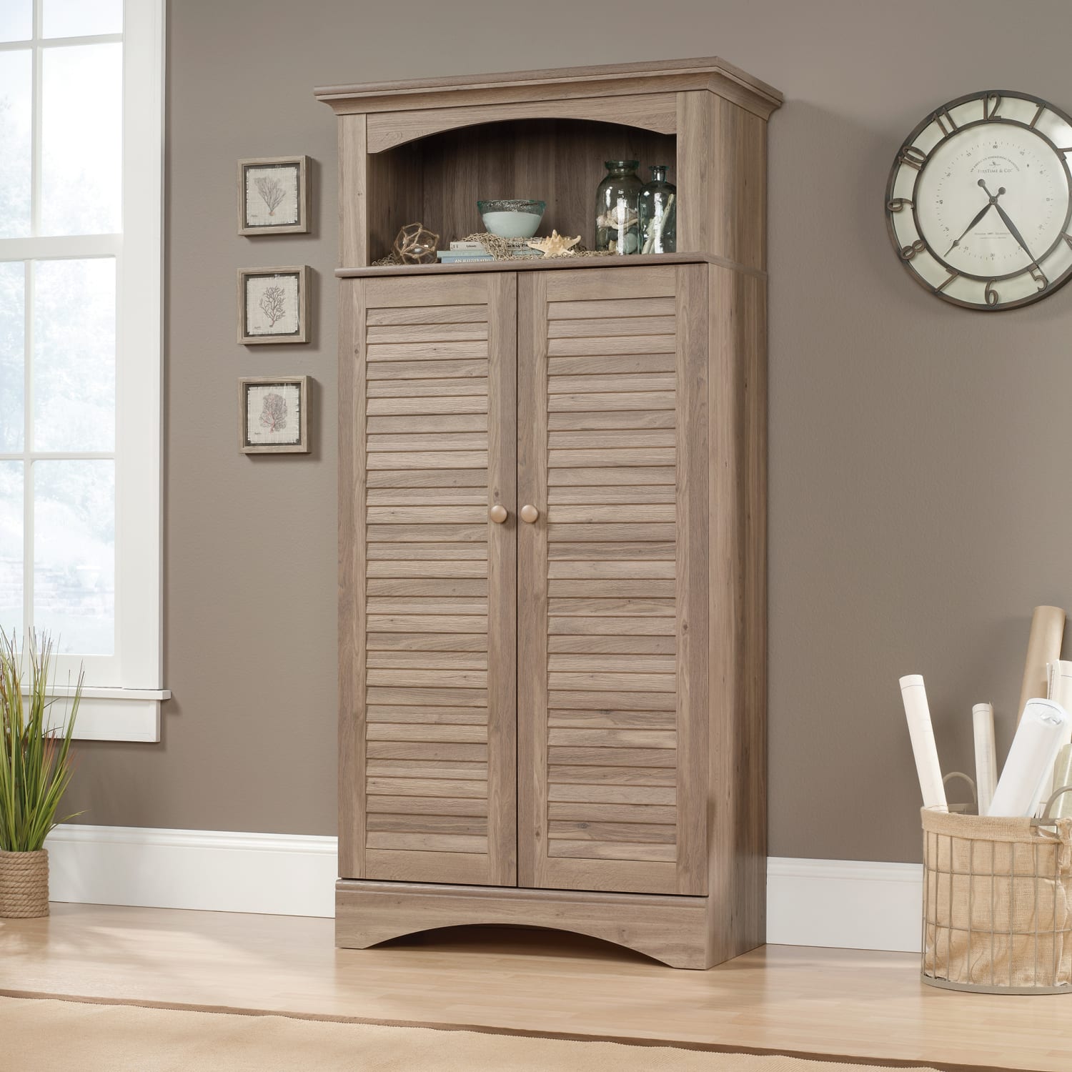 Sauder Harbor View Storage Cabinet, Salt Oak - Image 3