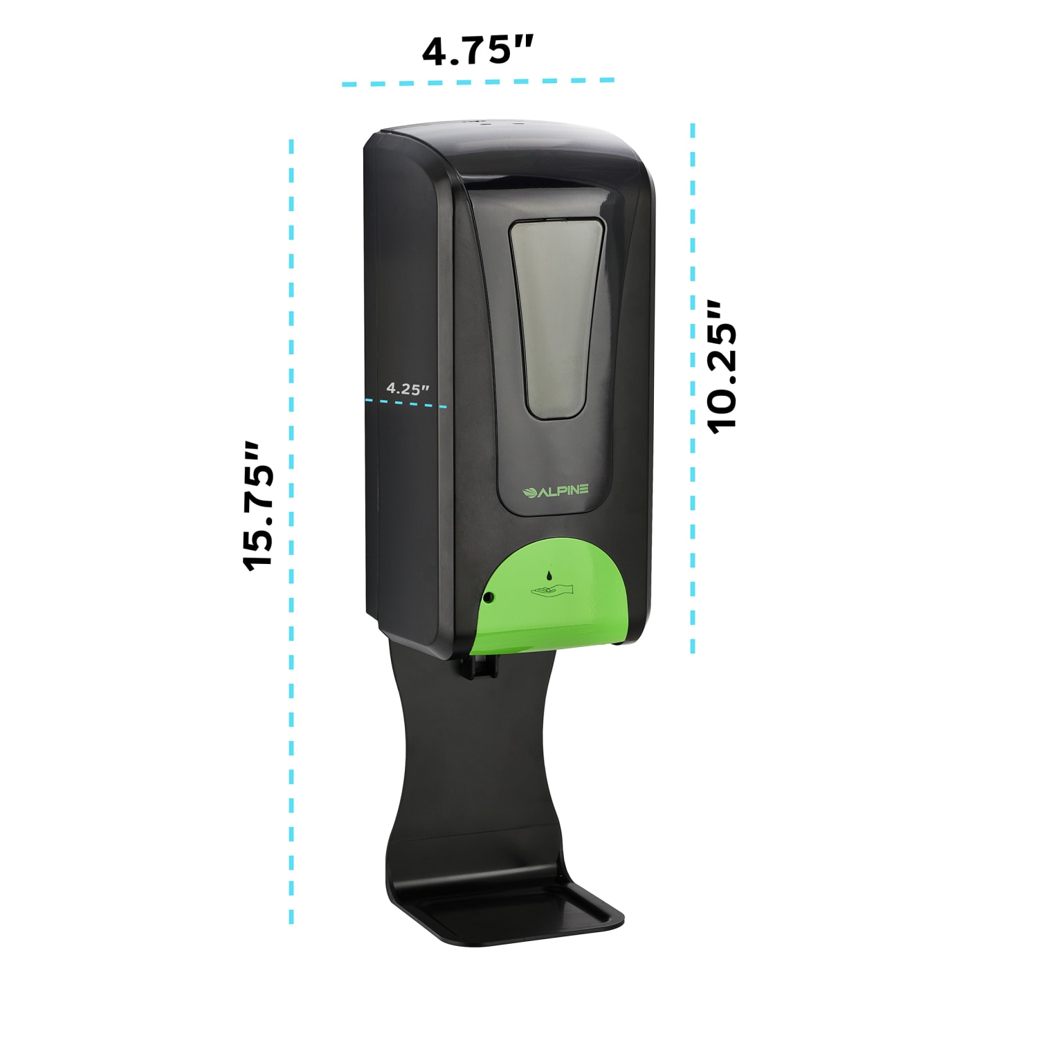 Alpine Automatic Gel Hand Sanitizer Dispenser With Floor Stand, Adjustable Height, 1200 mL, 55-1/2inH x 14-1/2inW x 14-1/2inD, Black - Image 5