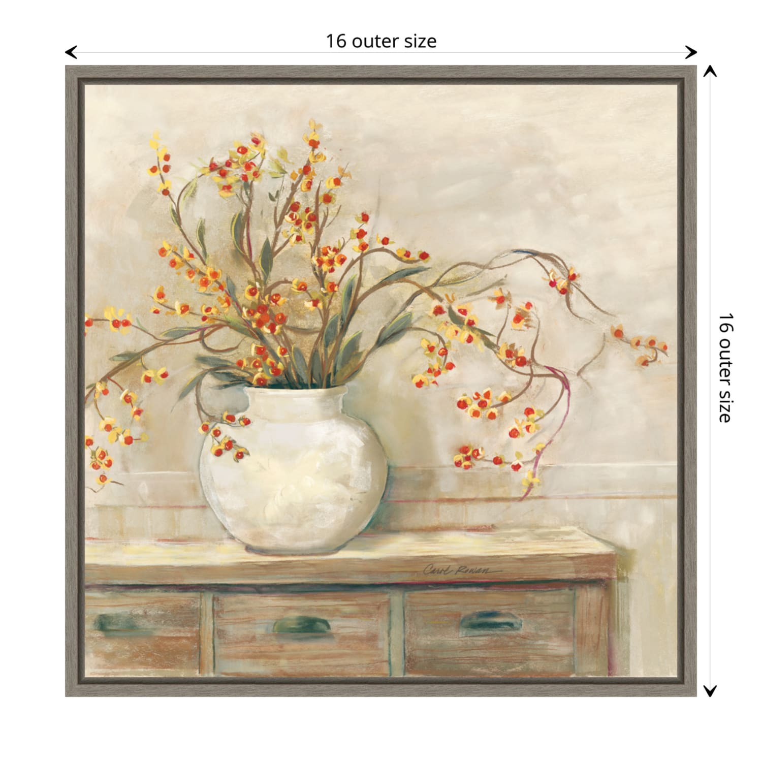 Amanti Art Bittersweet Bouquet by Carol Rowan Framed Canvas Wall Art Print, 16inH x 16inW, Graywash - Image 6