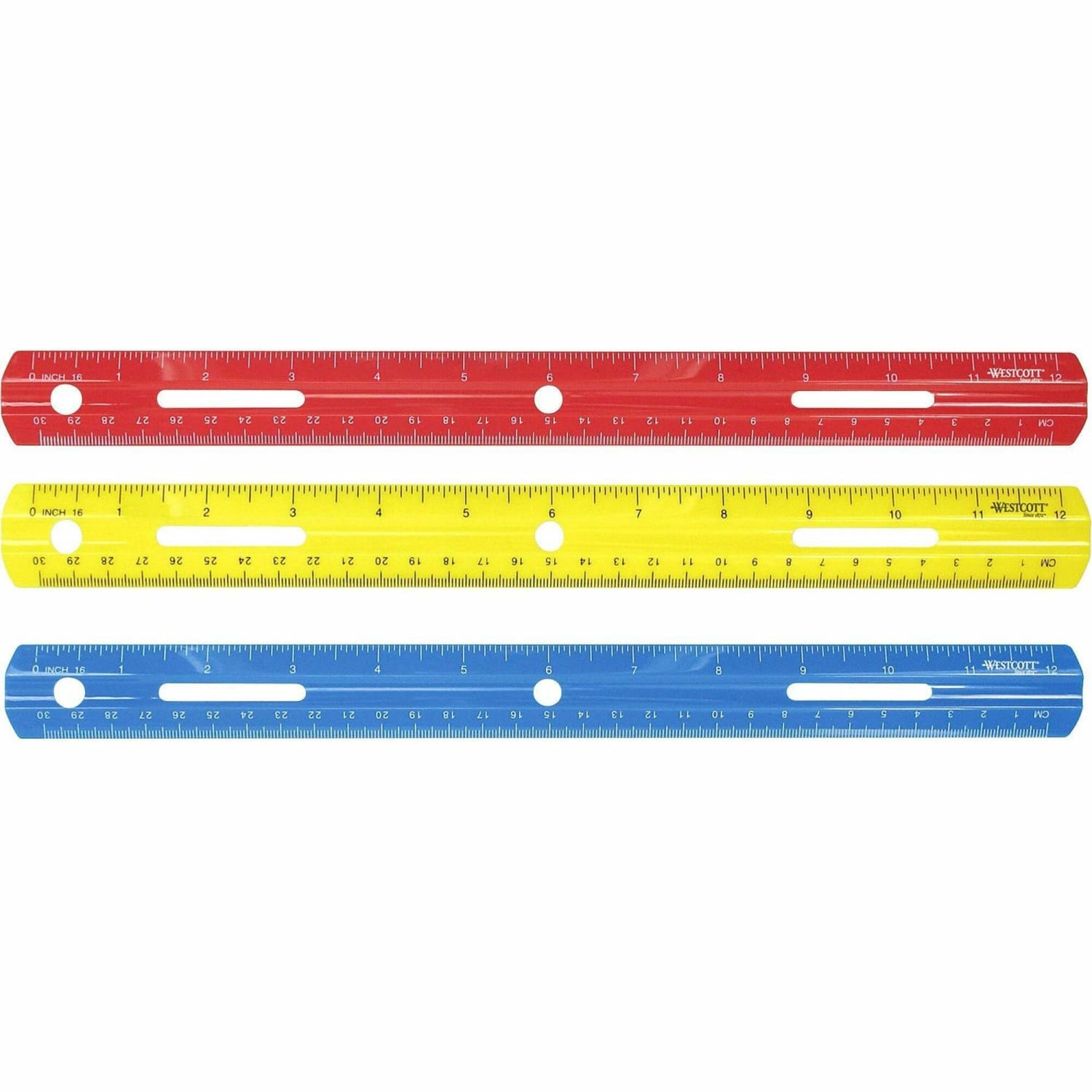 Westcott 12in Plastic Ruler - 12in Length - 1/16 Graduations - Imperial, Metric Measuring System - Plastic - 1 Each - Assorted - Image 3