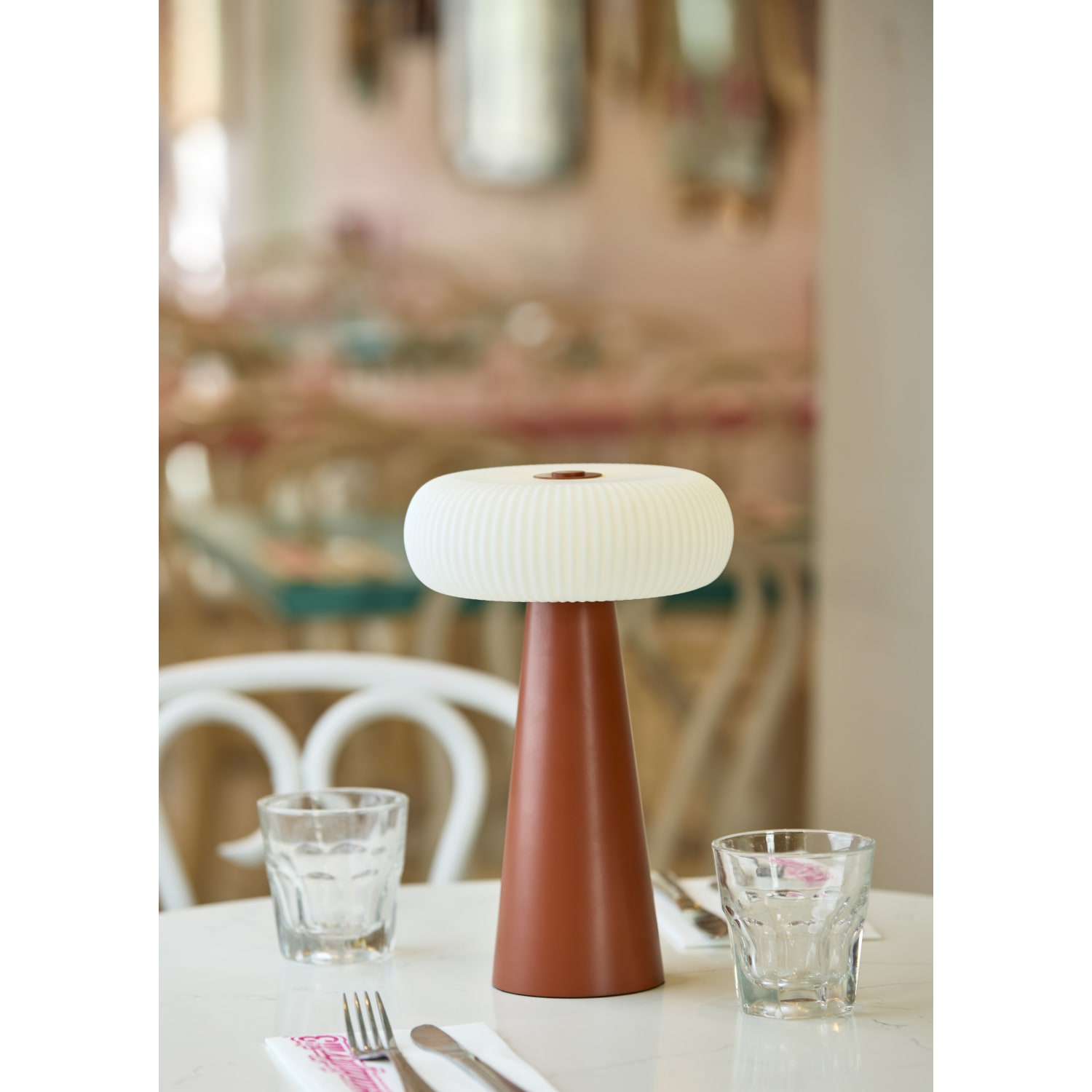 Adesso Ozzie LED Cordless Indoor/Outdoor Table Lamp, 11-1/4inH, White Shade/Reddish Brown Base - Image 6