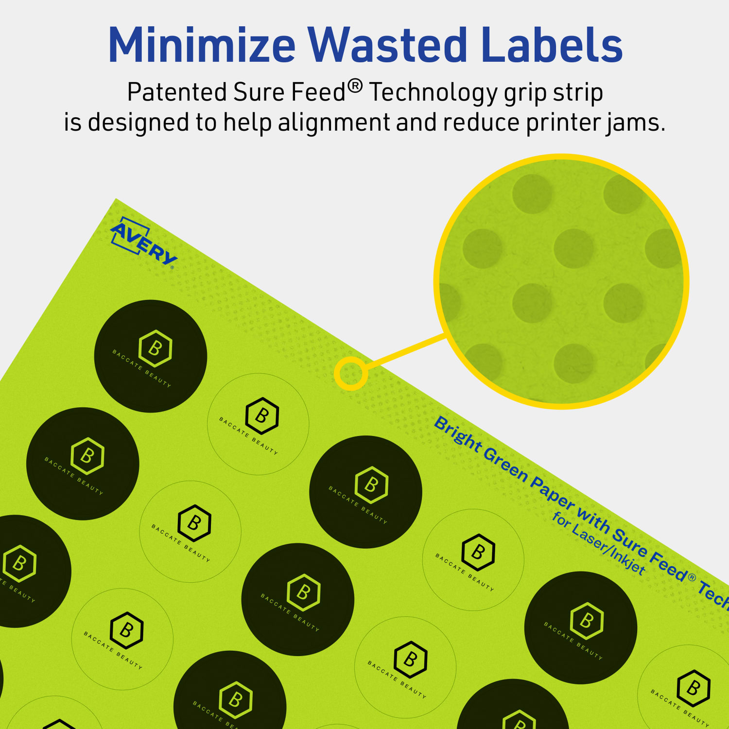 Avery Print-To-The-Edge Labels With Sure Feed Technology And Easy Peel Label Feature, 94500-BGP40, Round, 1in, Matte Bright Green, Pack of 1920 - Image 5