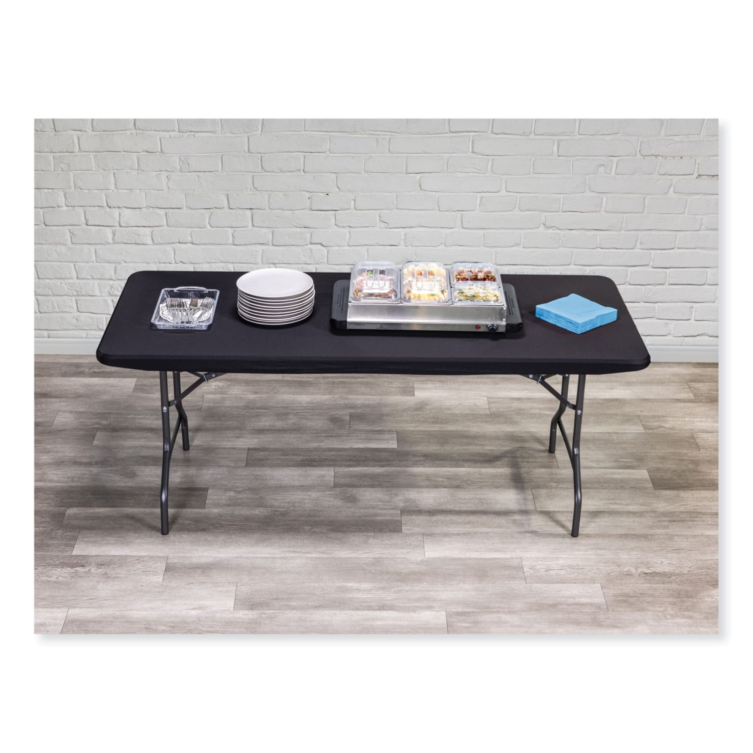 Iceberg iGear Fabric Table Top Cap Tablecloth, Rectangle, 30in x 72in, Black - Image 4