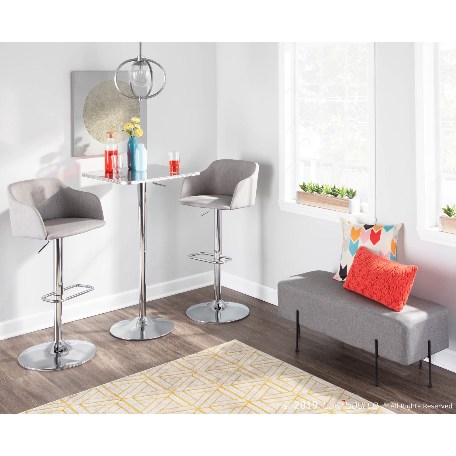 LumiSource Daniella Bar Stool Light Gray SeatChrome Frame PopularChairscom LumiSource Daniella Bar Stool Light Gray SeatChrome Frame PopularChairscom