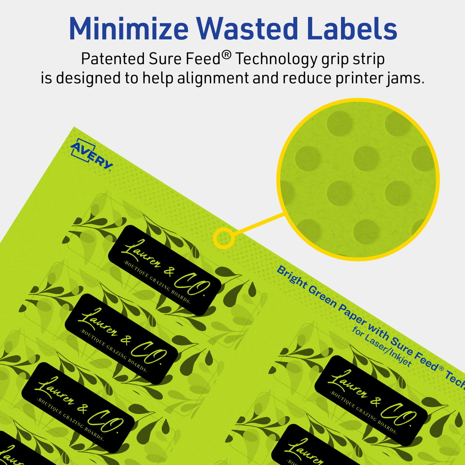 Avery Print-To-The-Edge Labels With Sure Feed Technology And Easy Peel, 94224-BGP40, Rectangle, 1in x 3in, Matte Bright Green, Pack of 640 - Image 5