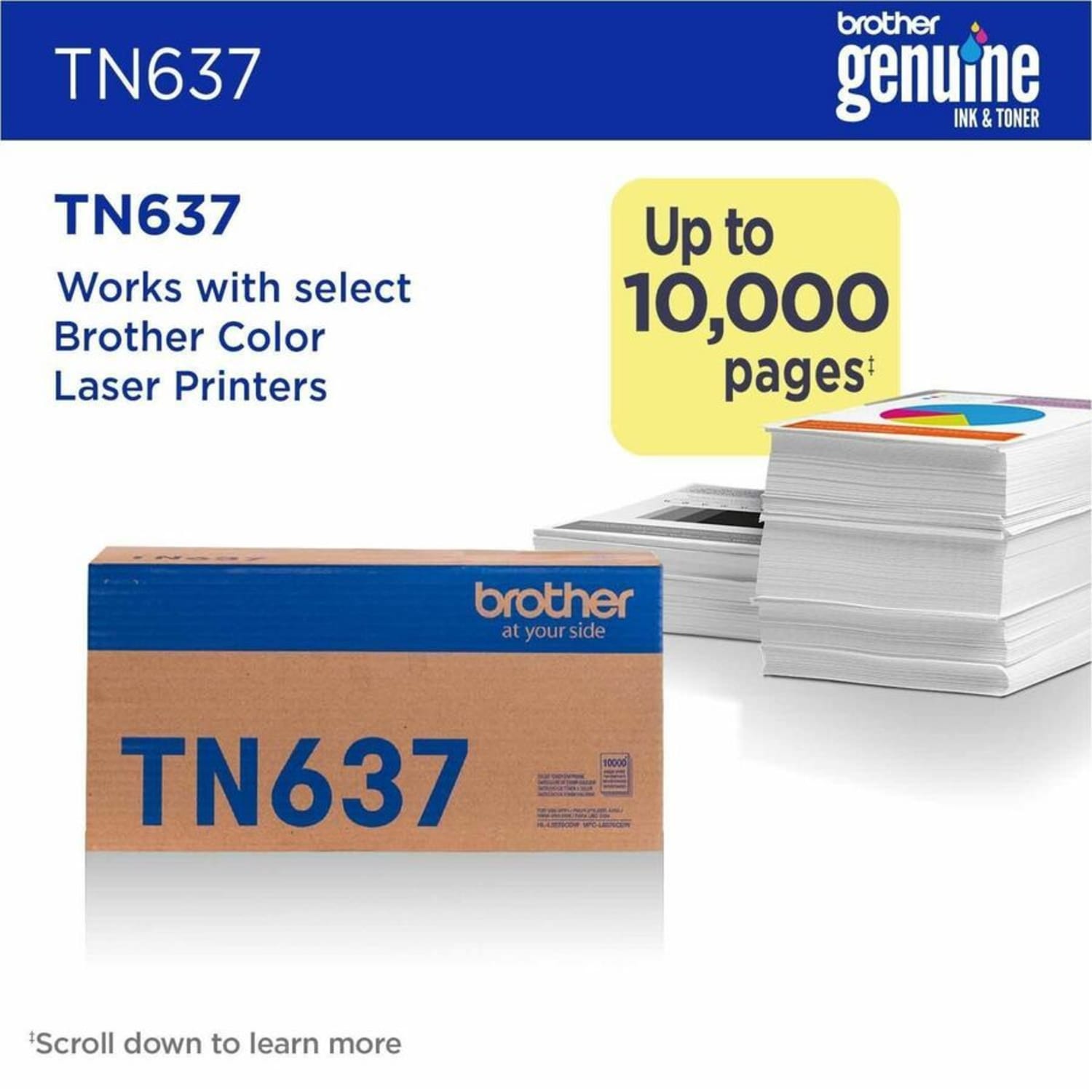 Brother Genuine TN637Y Yellow Ultra High Yield Toner Cartridge - Image 3