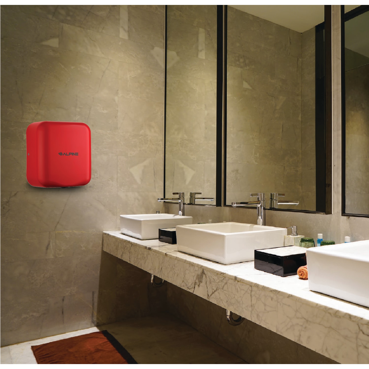 Alpine Industries Hemlock Commercial Automatic High-Speed Electric Hand Dryers, Red, Pack Of 2 Dryers - Image 4