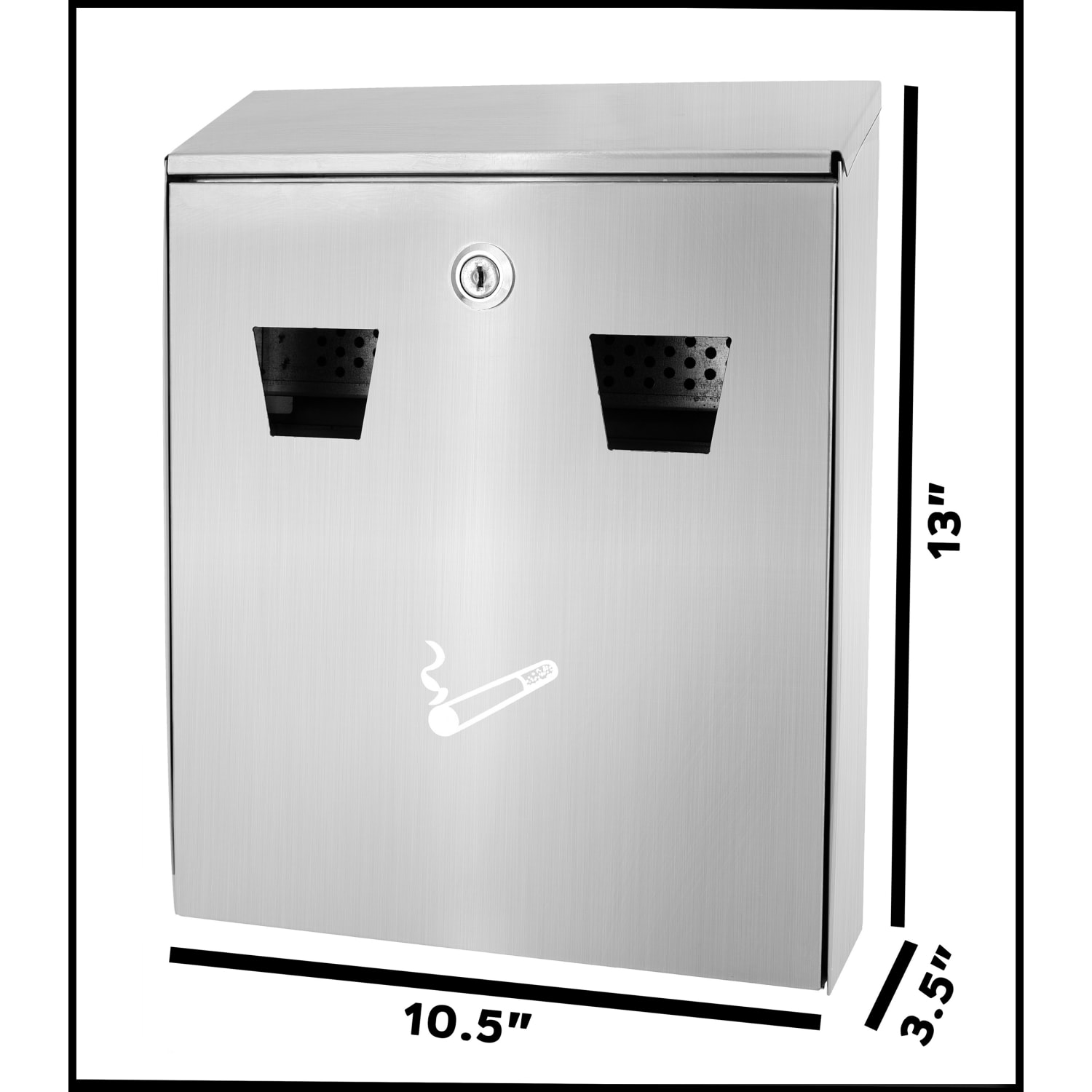 Alpine All-In-1 Rectangular Steel Wall-Mounted Cigarette Disposal Station, 13inH x 10-1/2inW x 3-1/2inD, Stainless Steel - Image 4