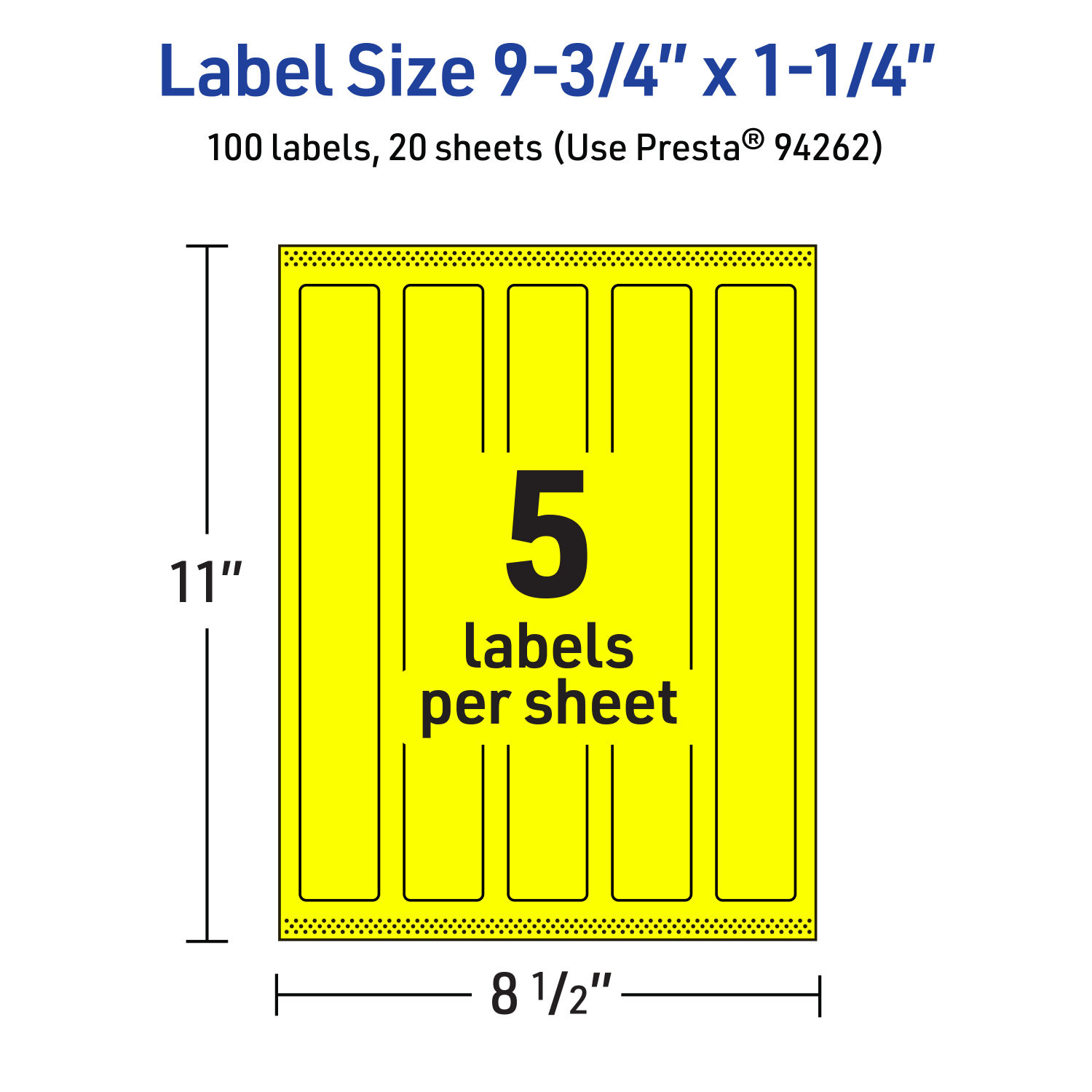 Avery Print-To-The-Edge Labels With Sure Feed Technology, 94262-NYP20, Rectangle, 9-3/4in x 1-1/4in, Matte Neon Yellow, Pack of 100 - Image 6
