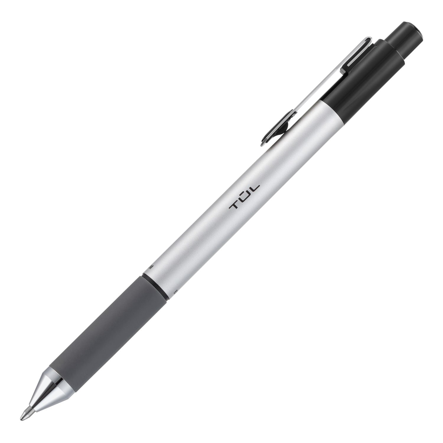 TUL BP Series Retractable Ballpoint Pens, Medium Point, 1.0 mm, Silver Barrel, Black Ink, Pack Of 12 Pens - Image 3