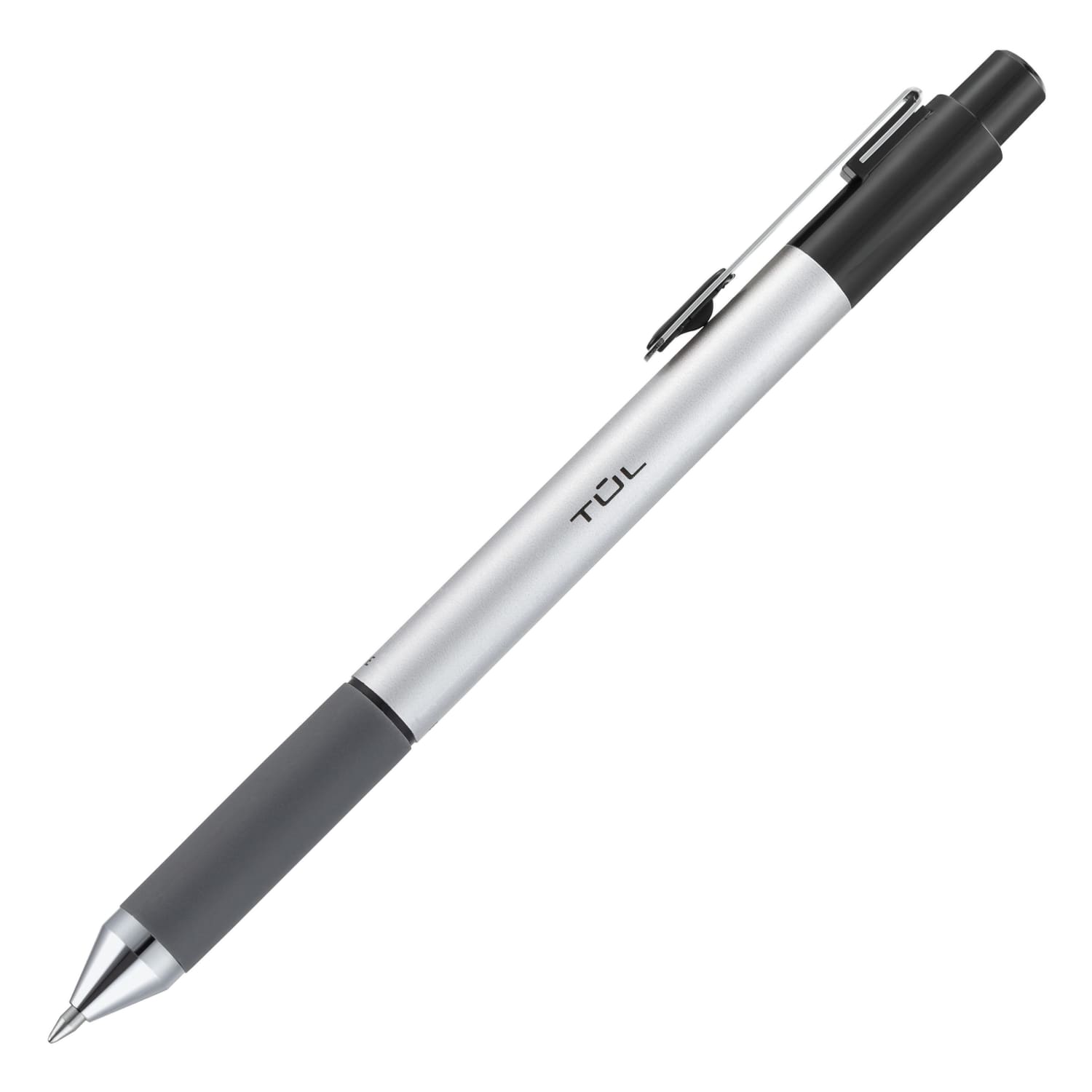 TUL BP Series Retractable Ballpoint Pens, Fine Point, 0.8 mm, Silver Barrel, Black Ink, Pack Of 12 Pens - Image 3