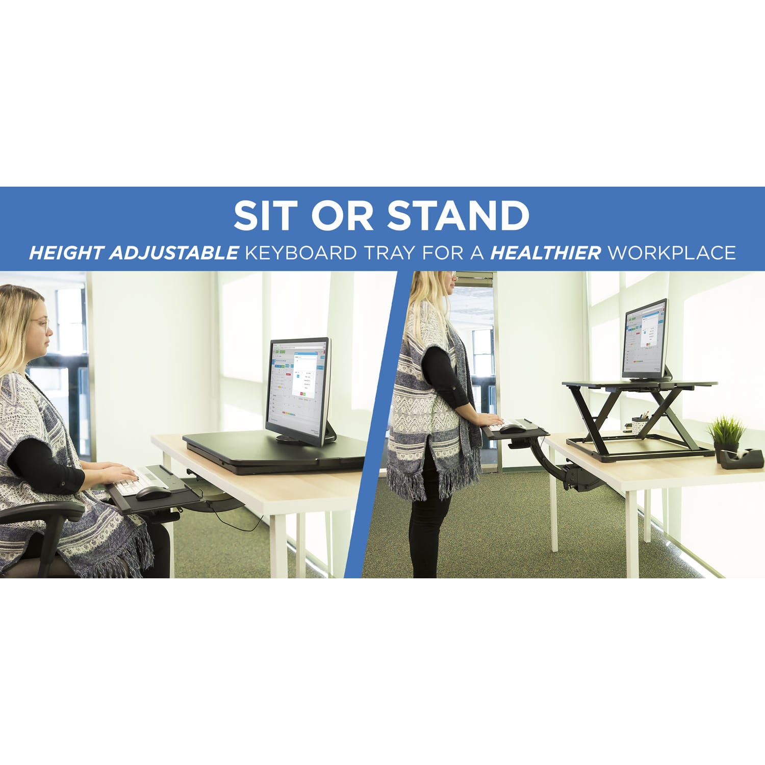 Mount-It! MI-7139 Standing Keyboard And Mouse Platform With Ergonomic Wrist Rest/Mouse Pad, 26.5inH x 5.75inW x 10inD, Black - Image 5