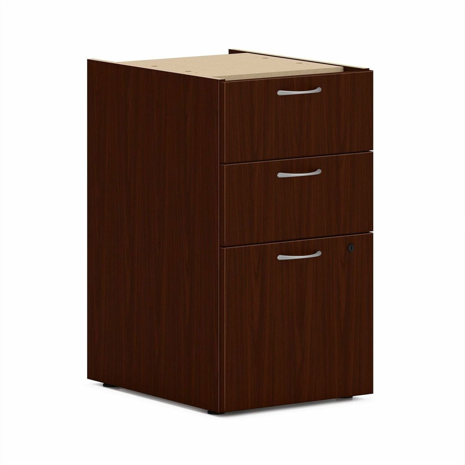 HON 15in Vertical 3-Drawer File Cabinet Support Pedestal, Worksurface, Mahogany - Image 3