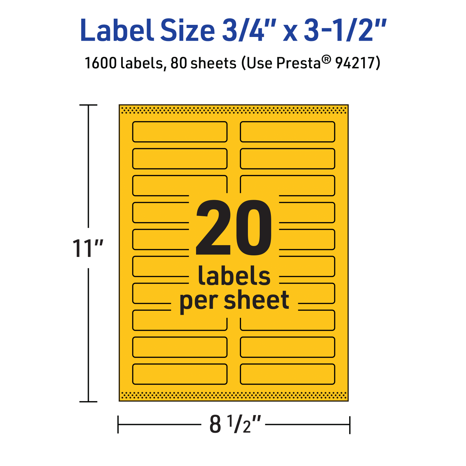 Avery Print-To-The-Edge Labels With Sure Feed Technology And Easy Peel, 94217-BYP80, Rectangle, 3/4in x 3-1/2in, Matte Bright Yellow, Pack of 1600 - Image 6