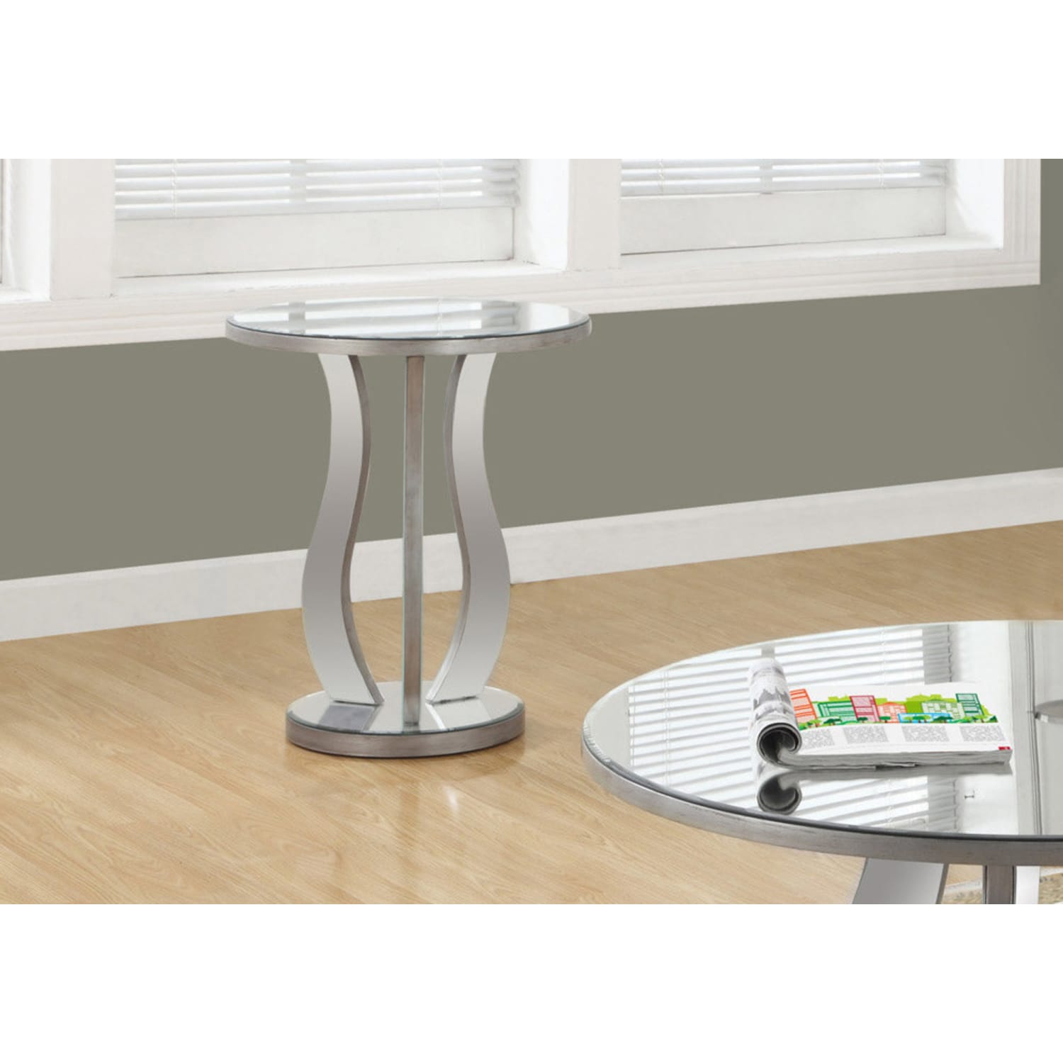 Monarch Specialties Janis Accent Table, 24inH x 20inW x 20inD, Brushed Silver - Image 3