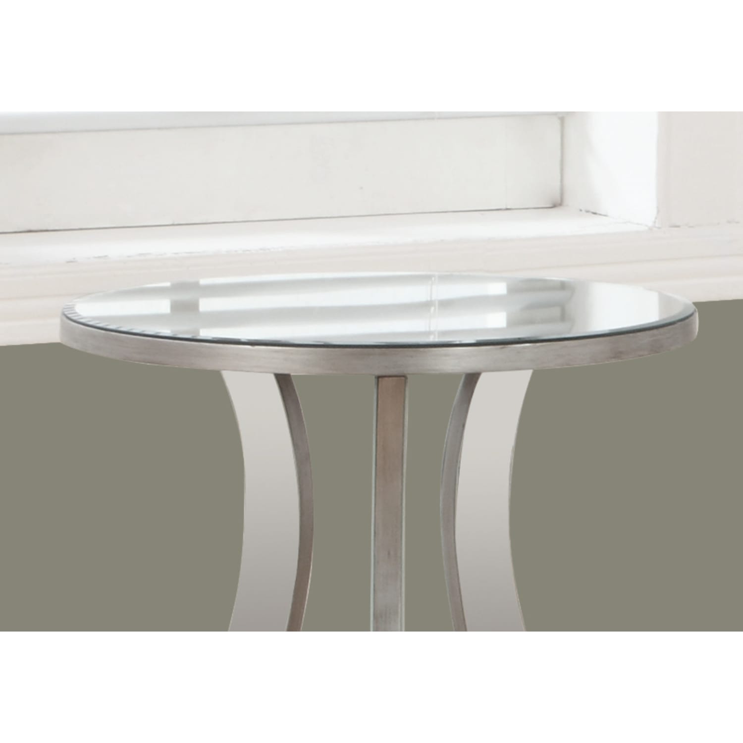 Monarch Specialties Janis Accent Table, 24inH x 20inW x 20inD, Brushed Silver - Image 4