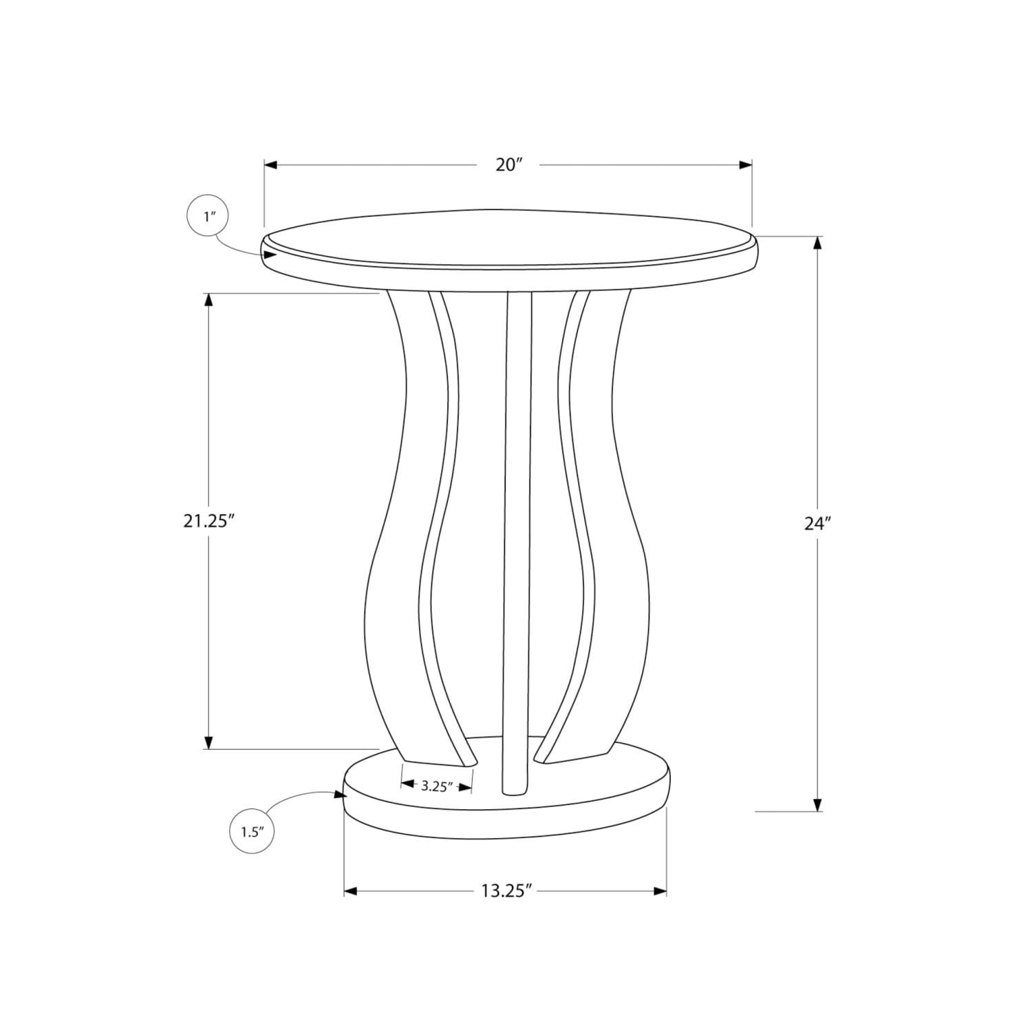 Monarch Specialties Janis Accent Table, 24inH x 20inW x 20inD, Brushed Silver - Image 6