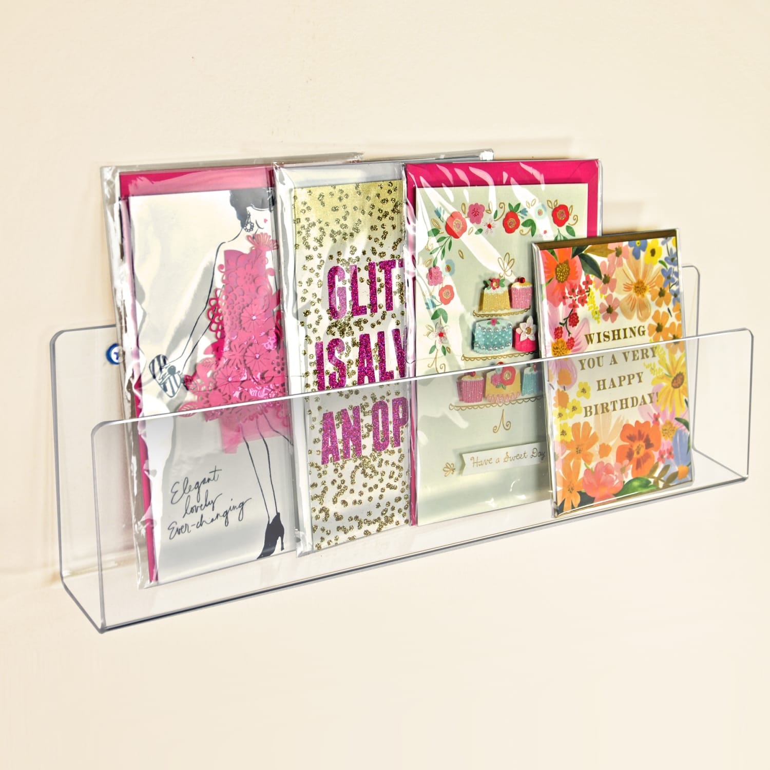 Azar Displays Wall Mount Acrylic U-Shelves, 5inH x 16inW x 1-1/2inD, Clear, Pack Of 2 Shelves - Image 4