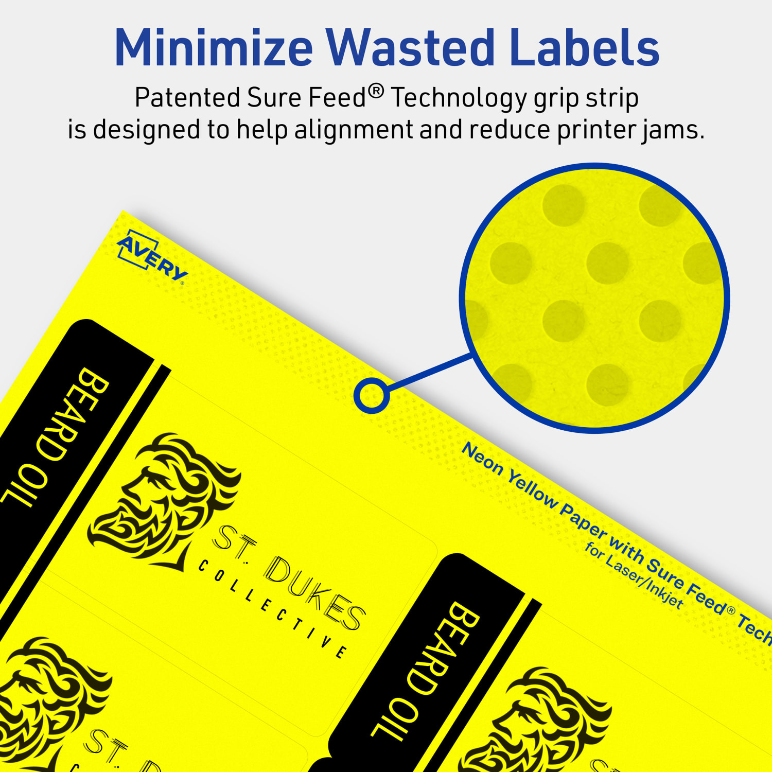 Avery Print-To-The-Edge Labels With Sure Feed Technology And Easy Peel, 94240-NYP20, Rectangle, 2in x 3-3/4in, Matte Neon Yellow, Pack of 160 - Image 5