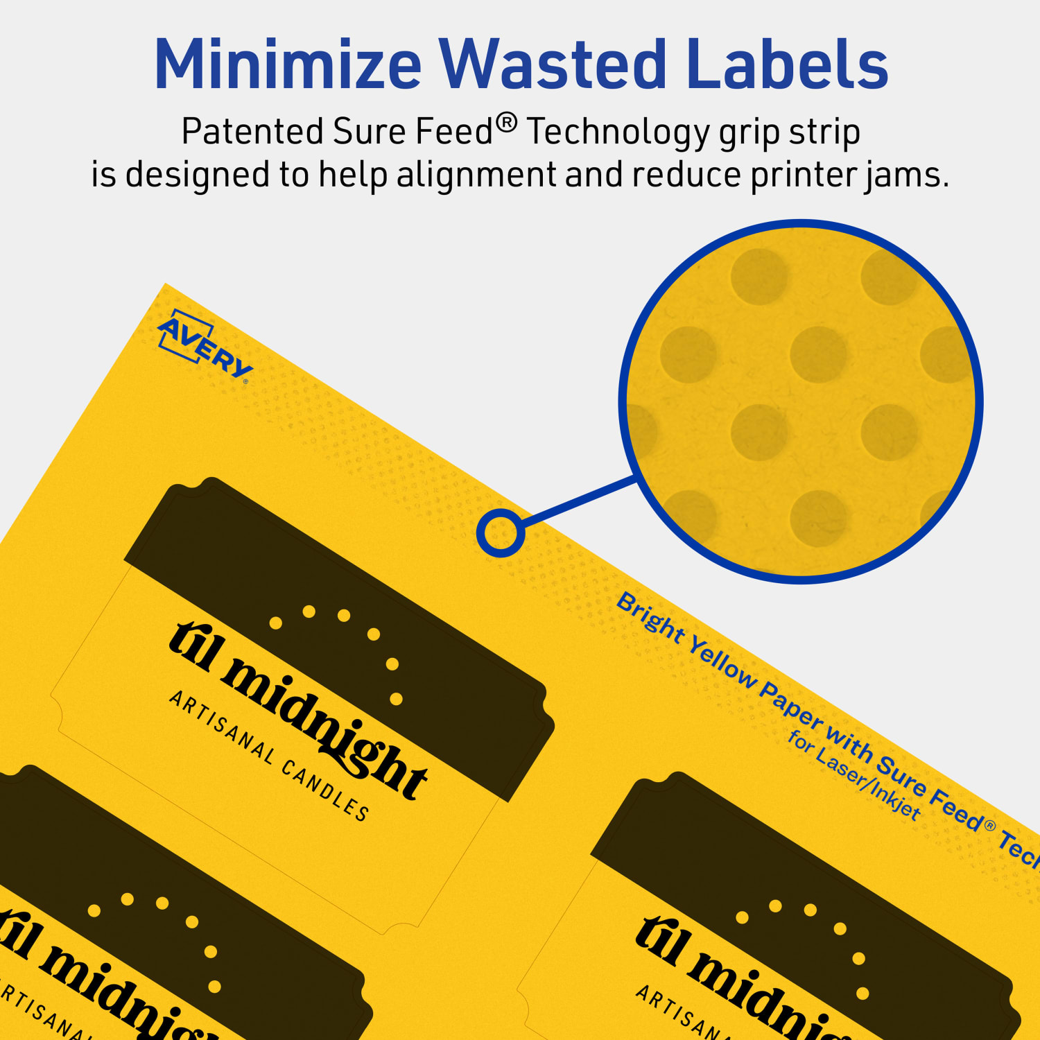 Avery Print-To-The-Edge Labels With Sure Feed Technology, 94267-BYP10, Rectangle Scalloped, 2in x 3in, Matte Bright Yellow, Pack of 80 - Image 5