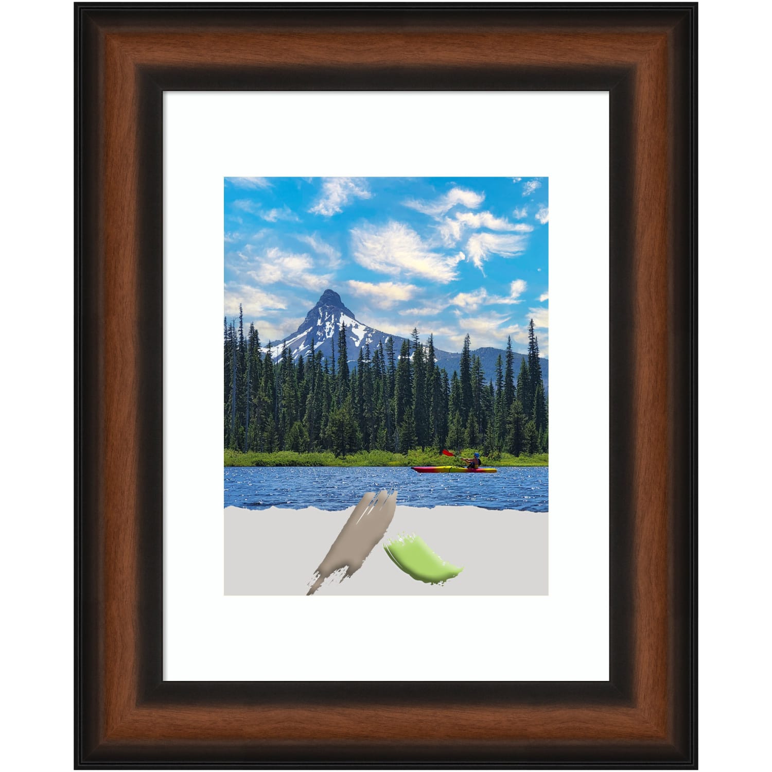 Amanti Art Yale Picture Frame, 14in x 17in, Opening Size 11in x 14in (Matted To 8in x 10in), Walnut