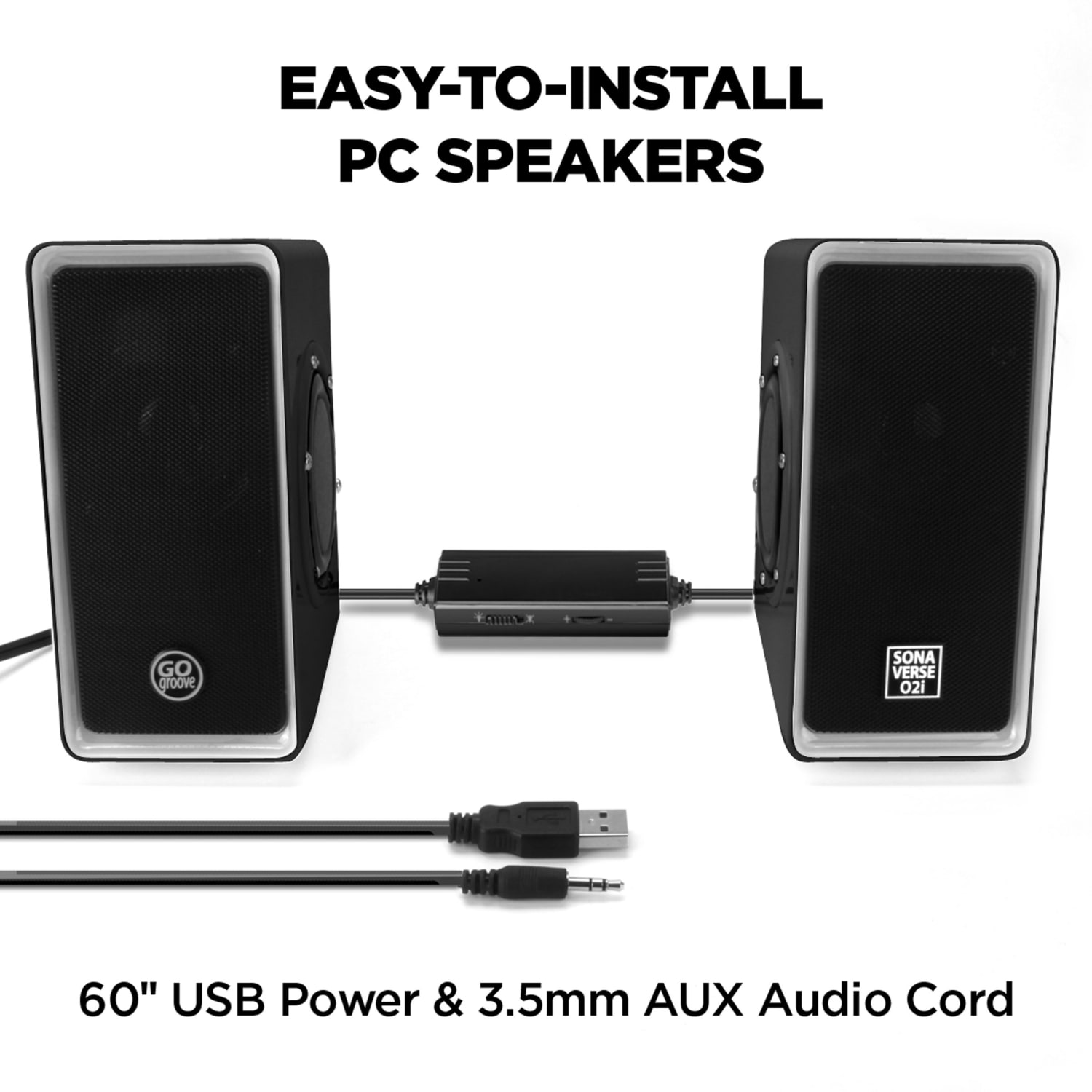 GOgroove SonaVERSE 2.0 Speaker System - 7 W RMS - Black - Desktop - 120 Hz to 20 kHz - USB - Image 4