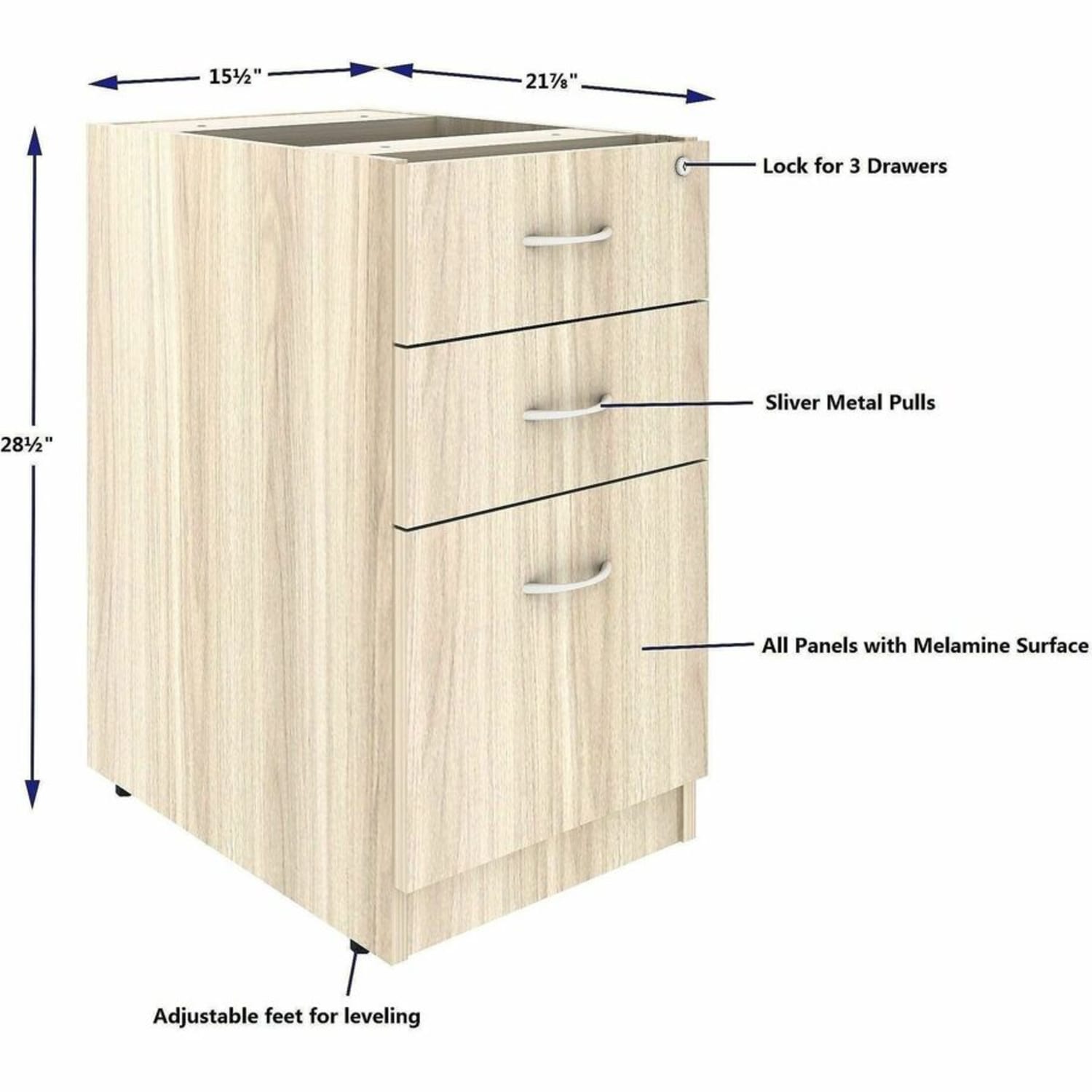 Lorell Essentials 3-Drawer Fixed Pedestal File Cabinet, 66331 - Image 6