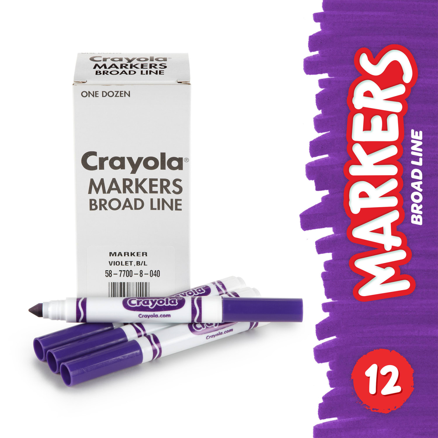 Crayola Bulk Markers, Conical Tip, Violet (Purple), 12 Per Pack, Set Of 3 Packs - Image 4