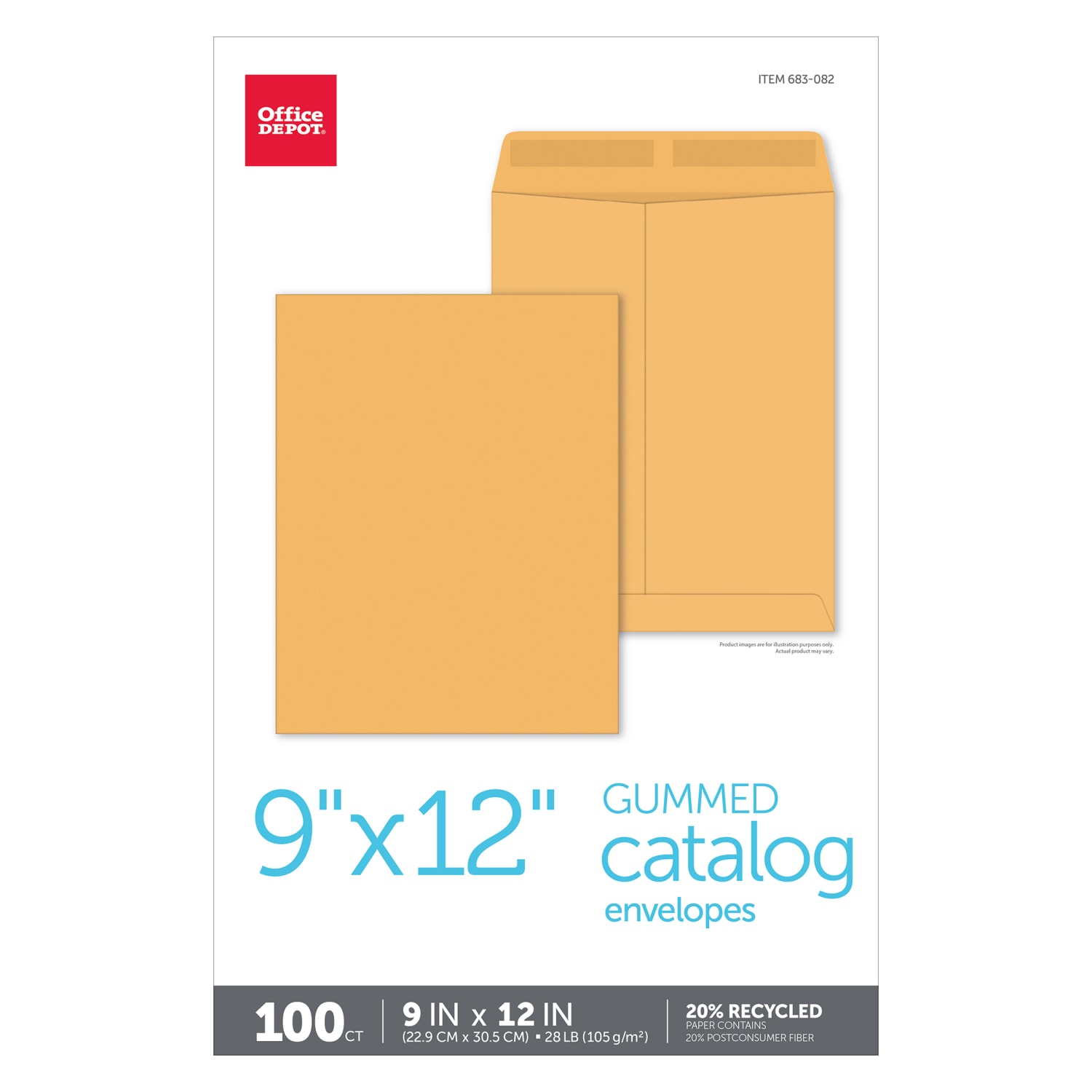 Office Depot Brand 9in x 12in Manila Catalog Envelopes, Gummed Seal, Brown Kraft, Box Of 100 - Image 3