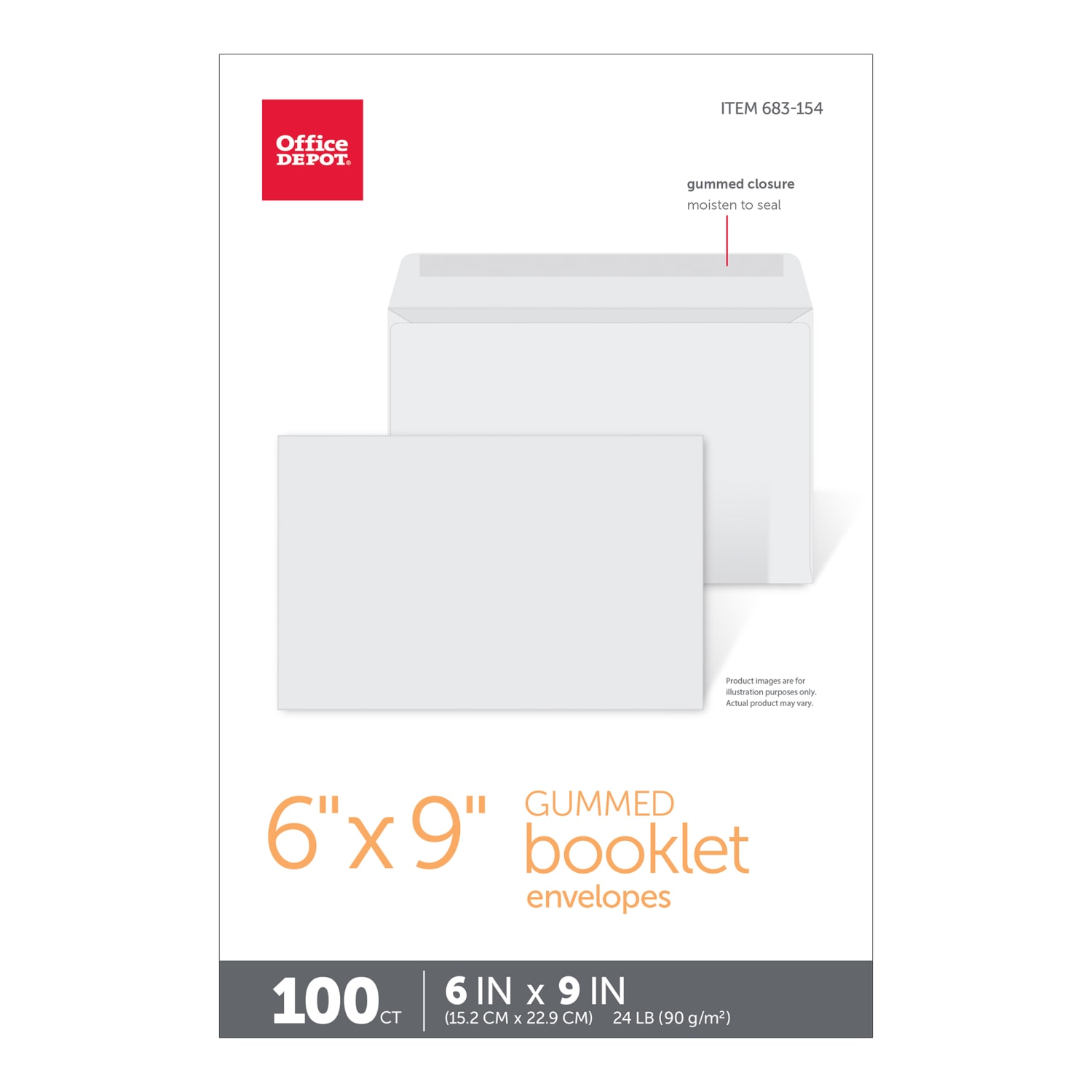Office Depot Brand 6in x 9in Catalog Envelopes, Booklet, Gummed Seal, White, Box Of 100 - Image 5