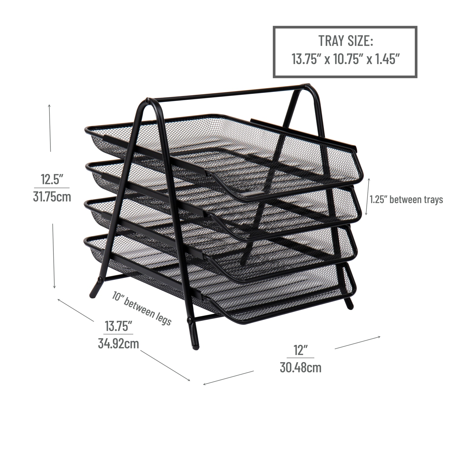 Mind Reader 4-Tier Desktop Organizer Paper Tray, 12-1/2inH x 13-3/4inW x 12inD, Black, Set Of 2 Trays - Image 4