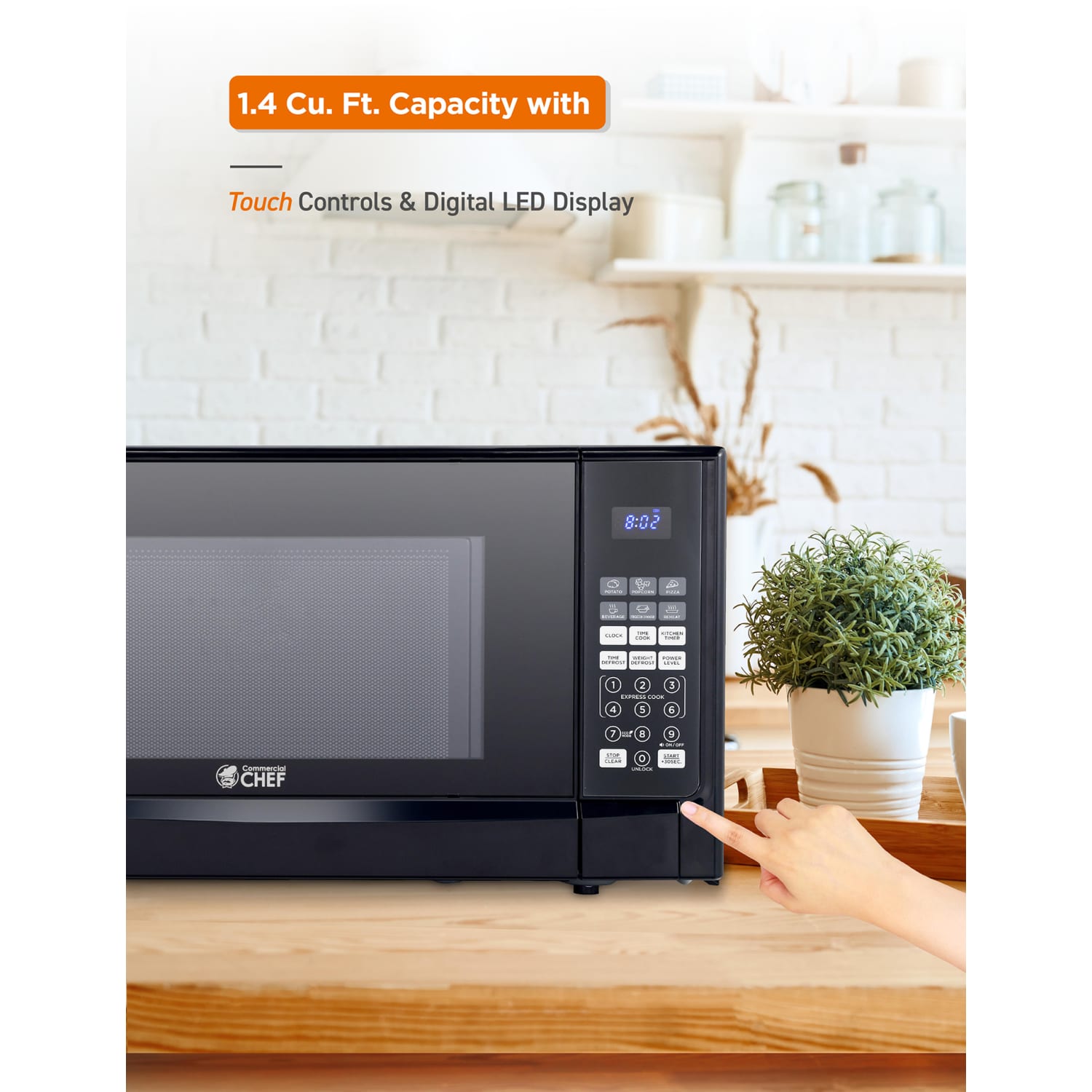 Commercial Chef 1.4 Cu. Ft. Counter-Top Microwave, Black - Image 5