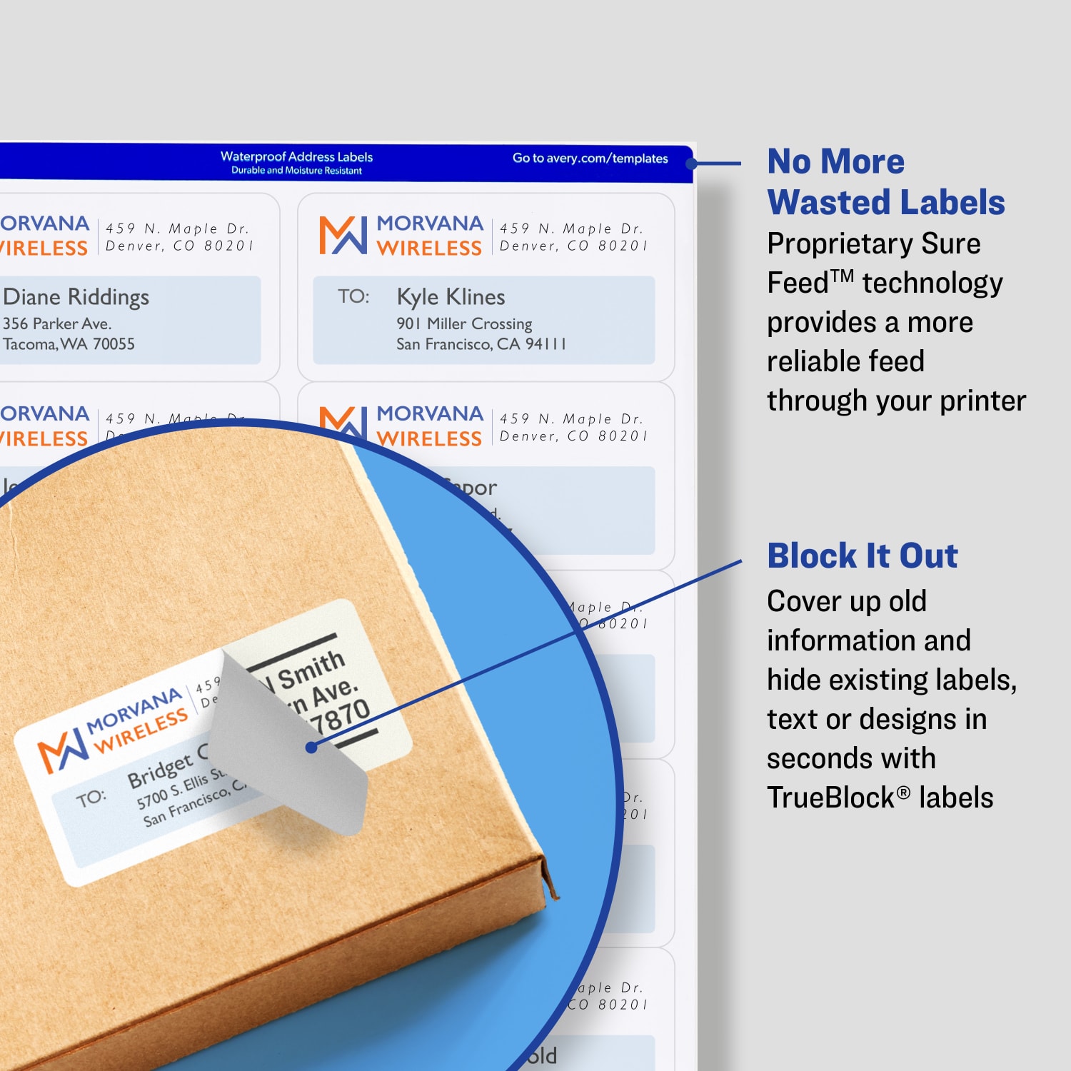 Avery TrueBlock Permanent Inkjet Shipping Labels, 8164, 3 1/3in x 4in, White, Pack Of 150 - Image 3