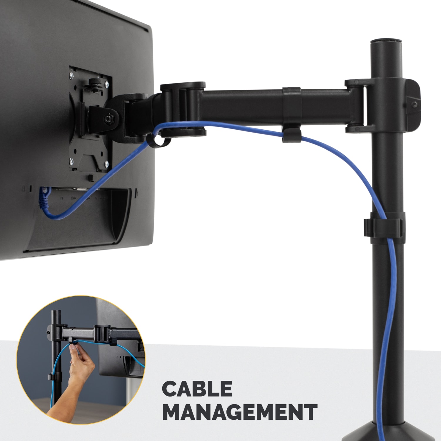 Fellowes Reflex Single Monitor Arm For Monitors Up To 32in, 17-1/2inH x 4-5/8inW x 16-5/8inD, Black - Image 6