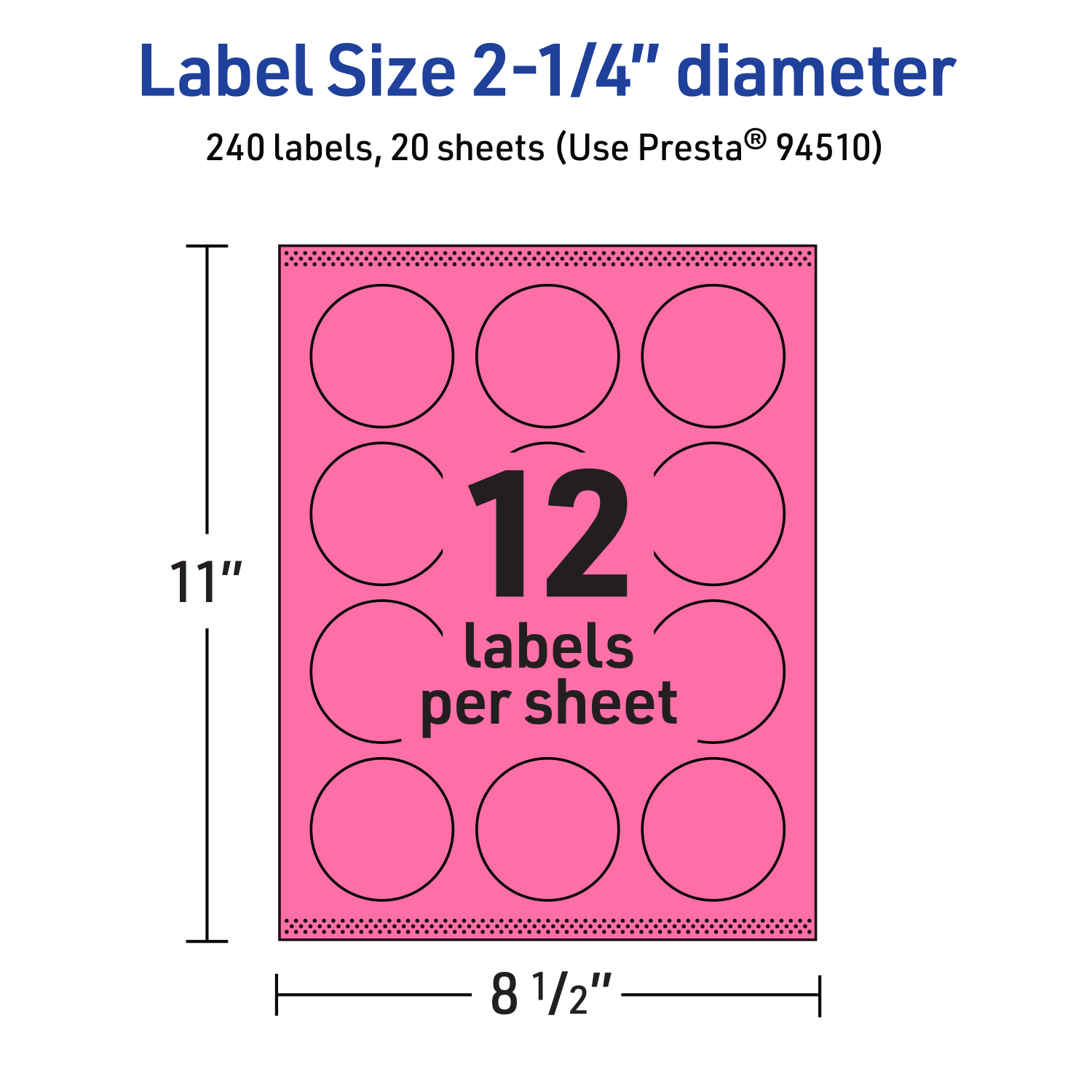Avery Print-To-The-Edge Labels With Sure Feed Technology And Easy Peel Label Feature, 94510-BPP20, Round, 2-1/4in, Matte Bright Pink, Pack of 240 - Image 6