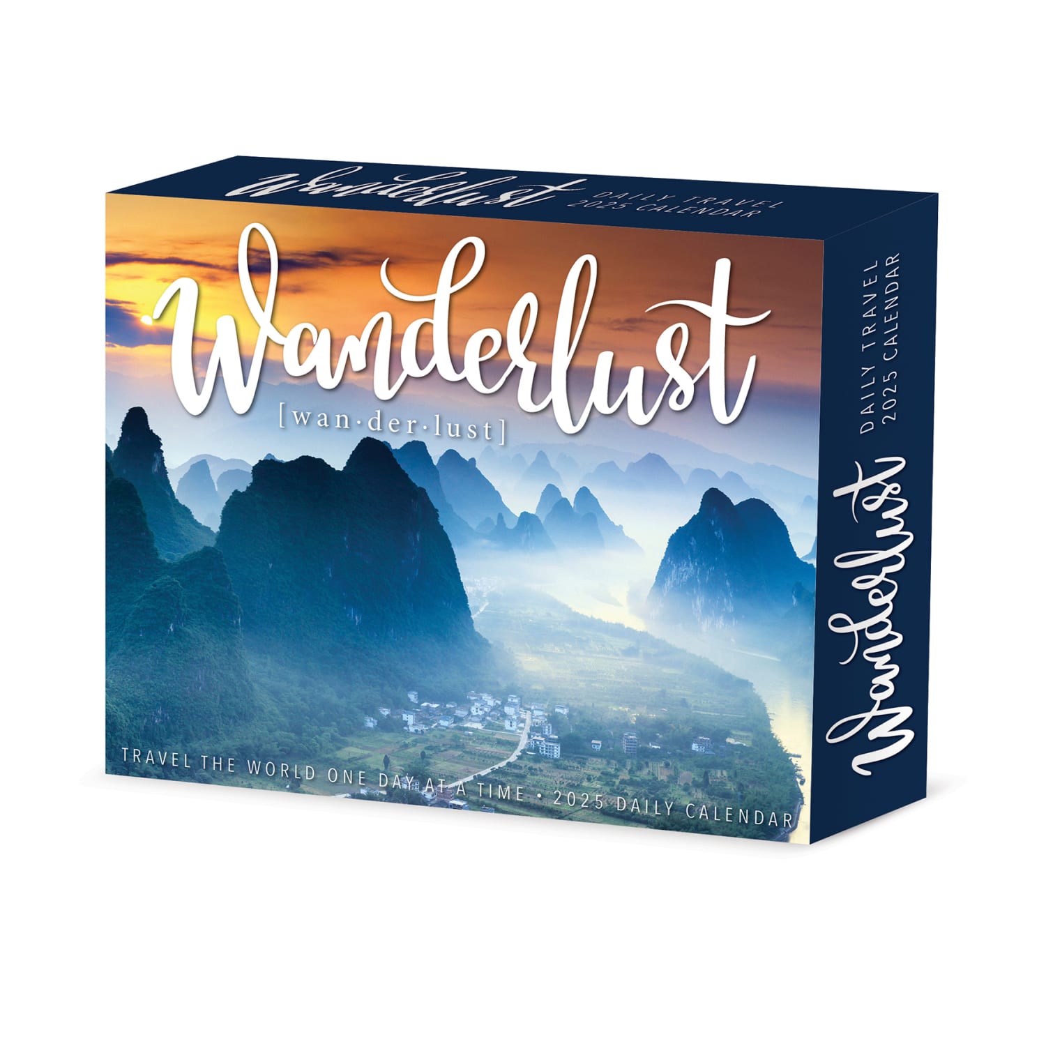 2025 Willow Creek Press Daily Desk Box Calendar, Travel, 5-1/2in x 6-1/4in, Wanderlust Travel, January To December, 41086