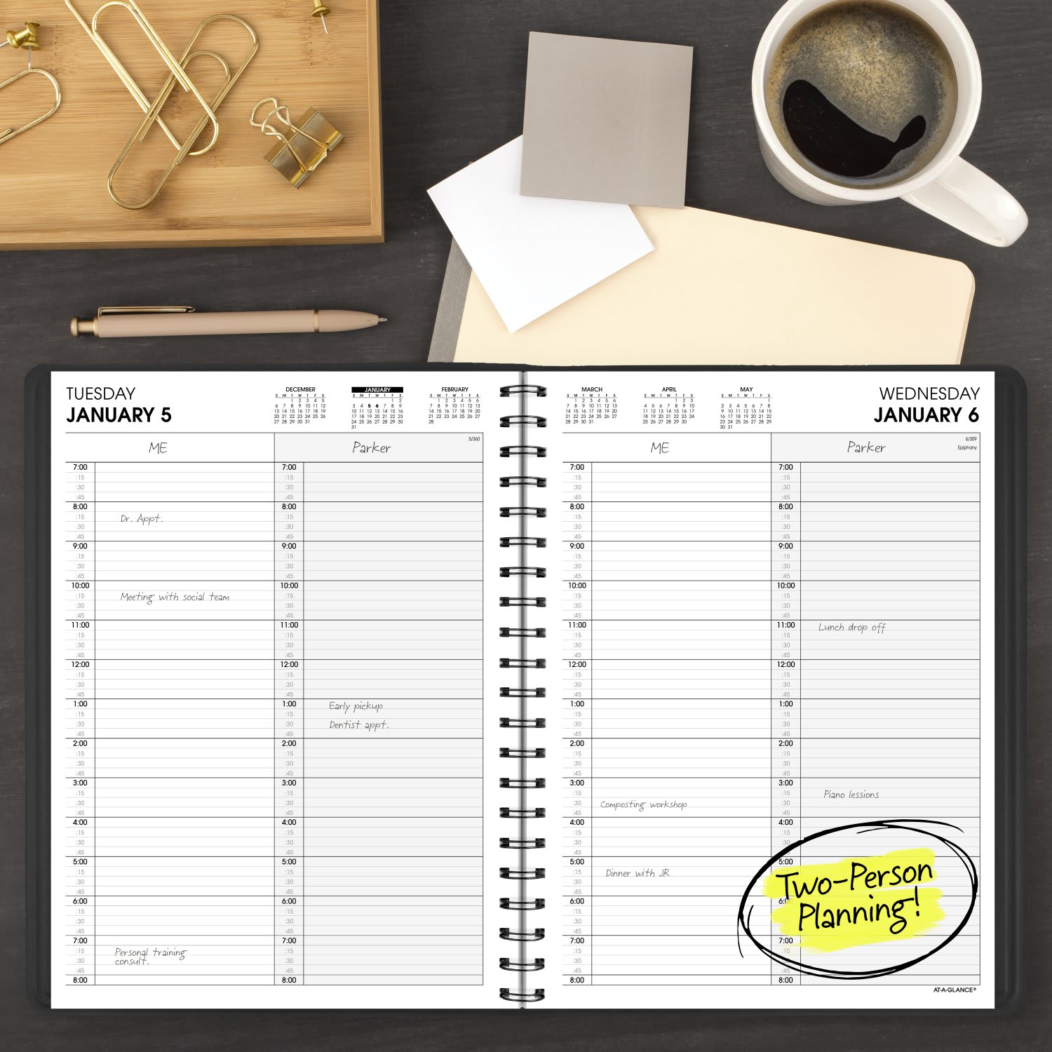 AT-A-GLANCE 2027 Two Person Daily Appointment Book, Black, Large, 8in x 11in - Image 3