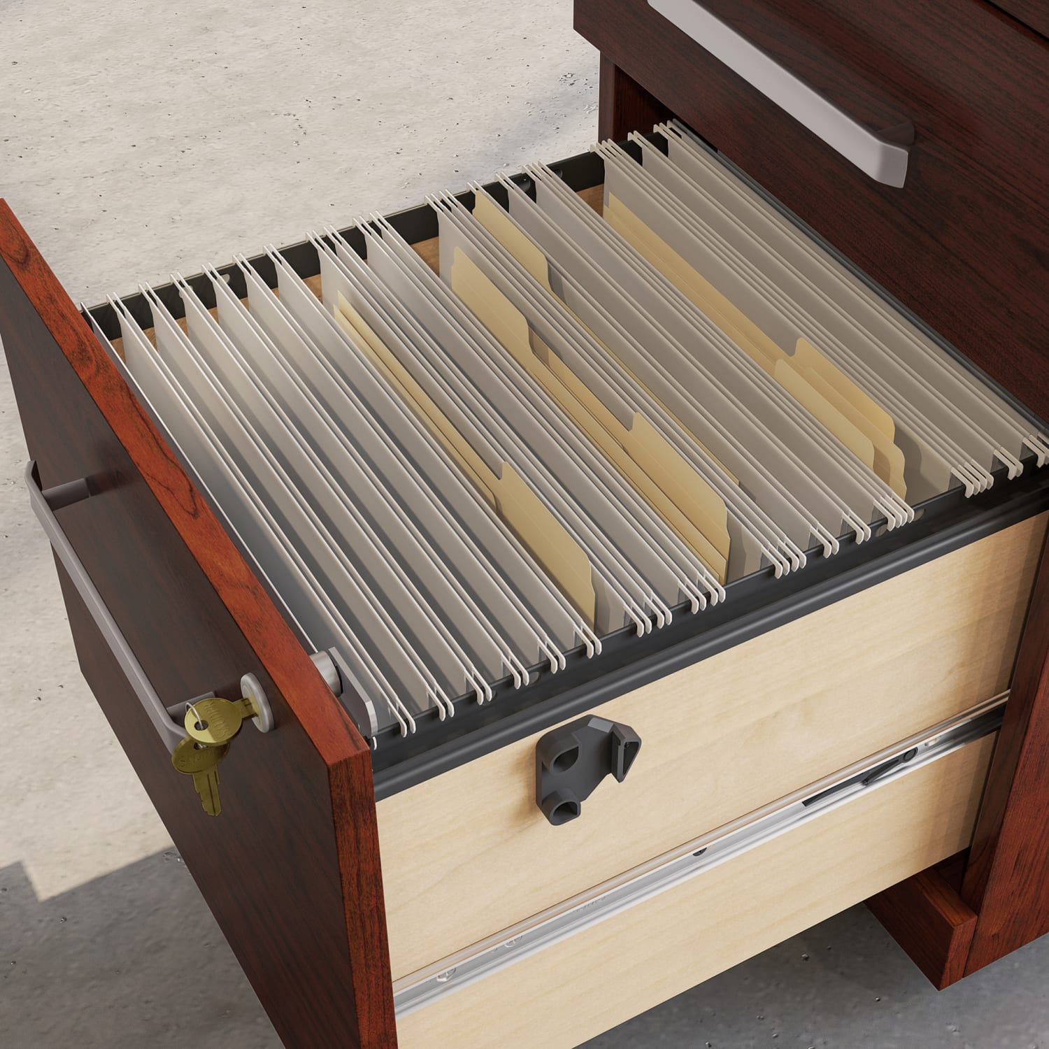 Sauder Affirm 20inD Vertical 3-Drawer Mobile File Cabinet With Lock, Classic Cherry - Image 5