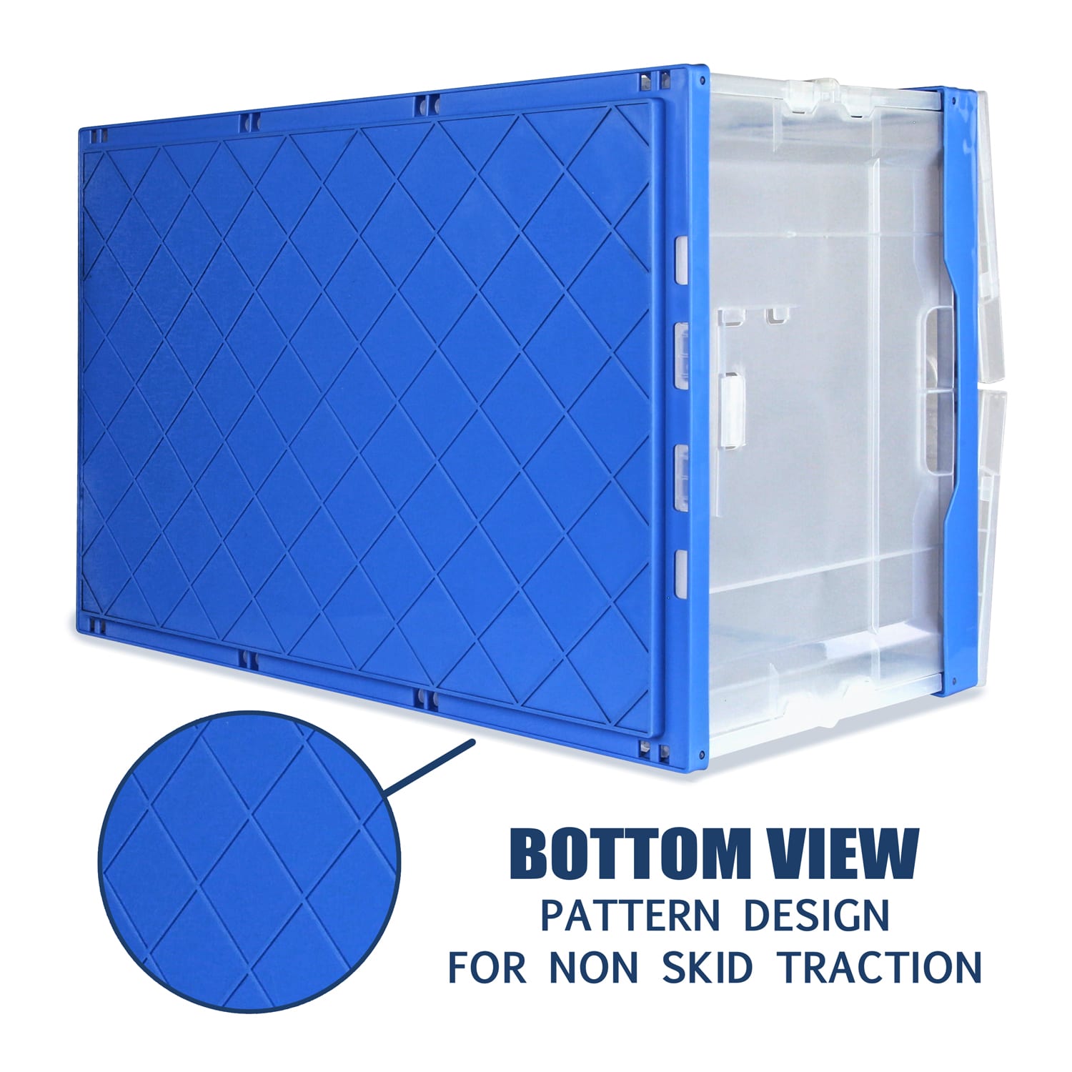 Mount-It! Folding Heavy-Duty Storage Crates, 12-1/2inH x 21-1/2inW x 15-5/16inD, Clear/Blue, Pack Of 3 Crates - Image 5