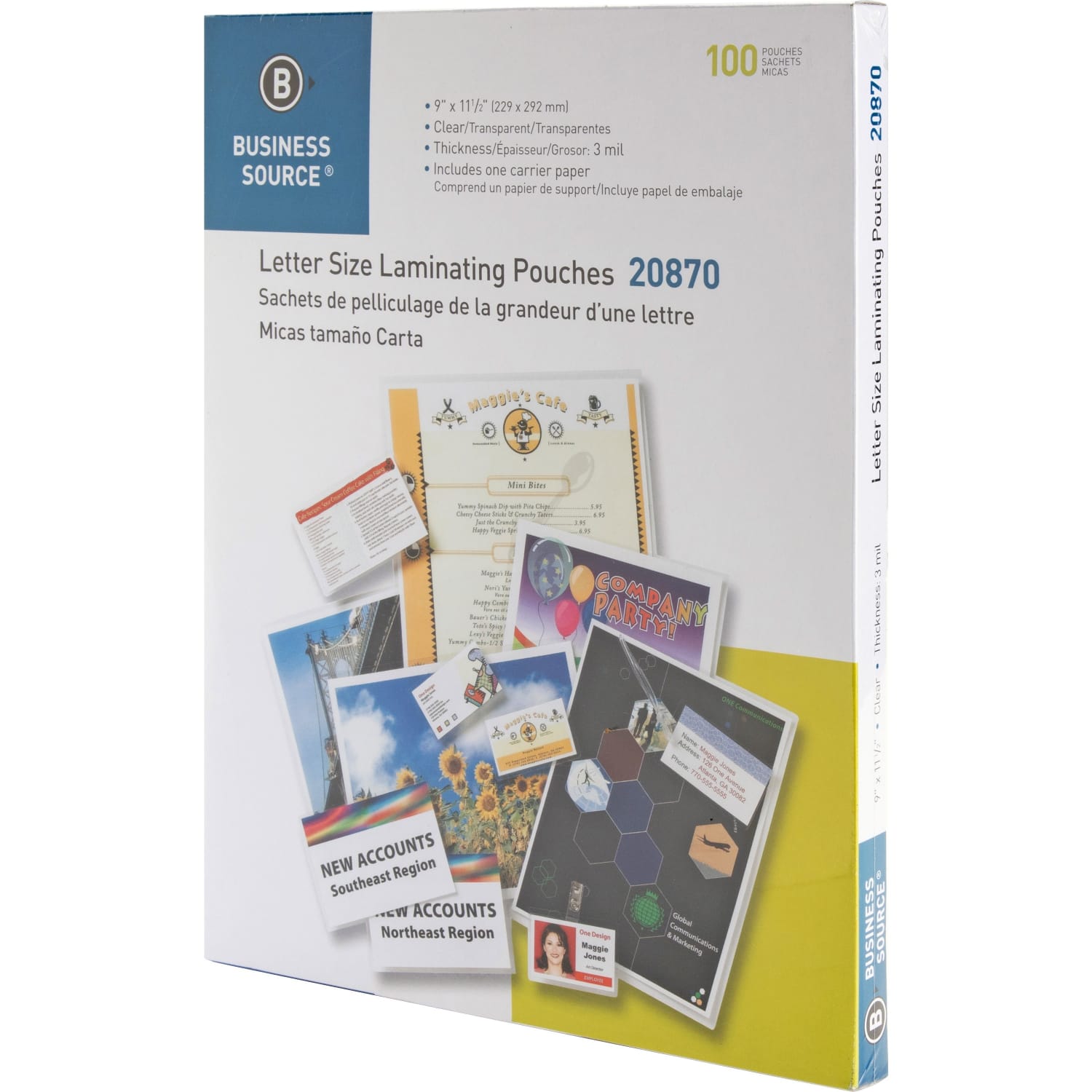Business Source 3-mil Laminating Pouches, 9in x 11-1/2in, Clear, Box of 100 - Image 4