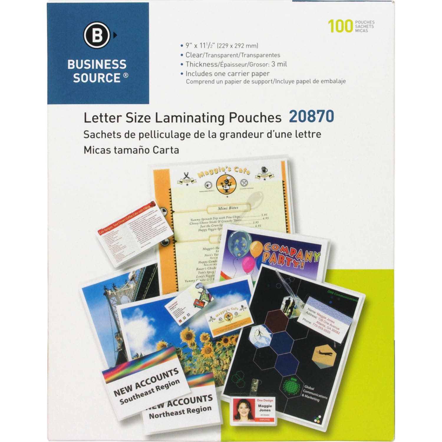 Business Source 3-mil Laminating Pouches, 9in x 11-1/2in, Clear, Box of 100 - Image 6