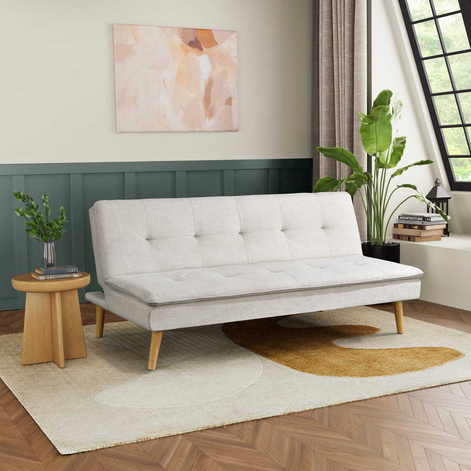 Serta Tristan Convertible Futon, 29-1/3inH x 66-1/3inW x 31-1/3inD, Cream - Image 3