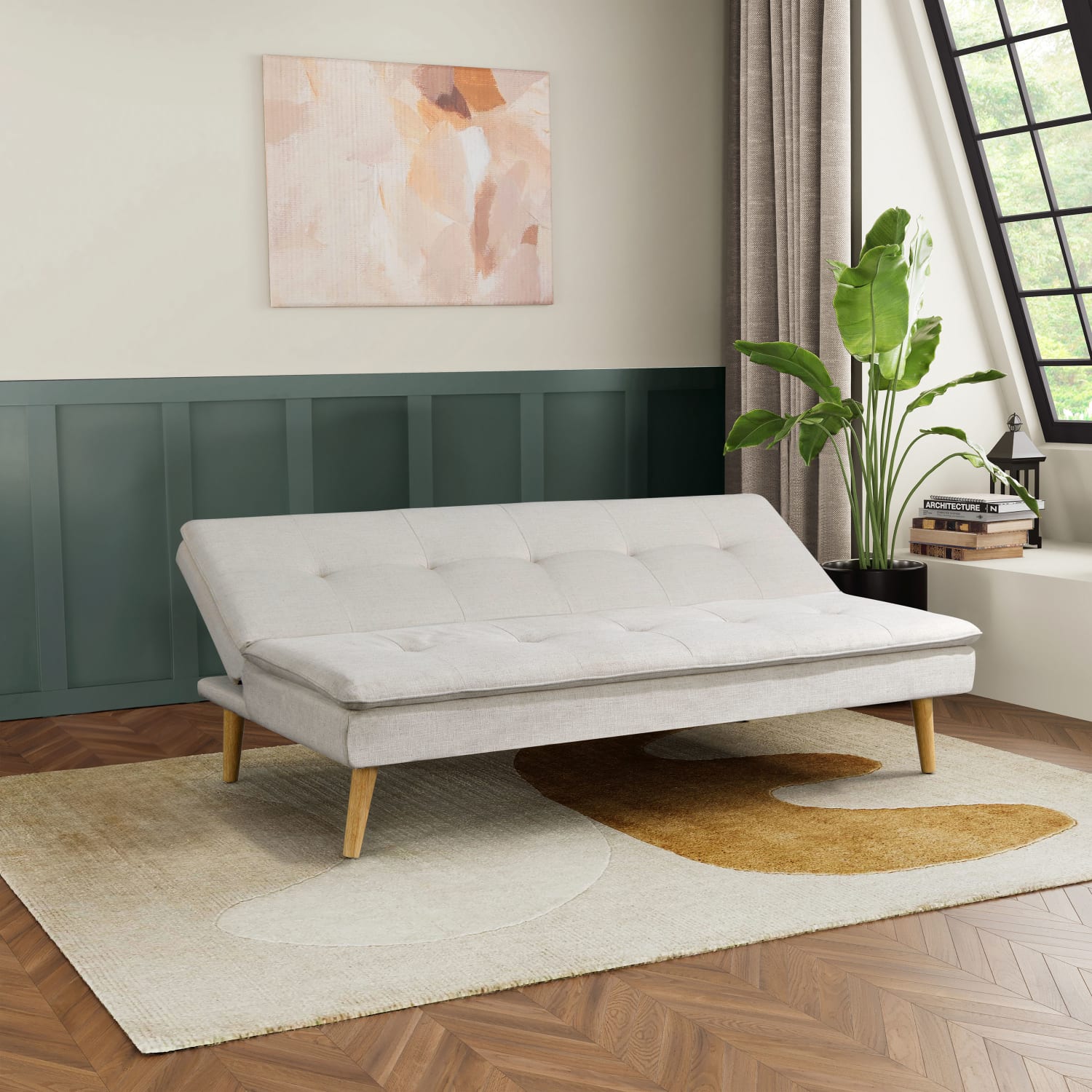 Serta Tristan Convertible Futon, 29-1/3inH x 66-1/3inW x 31-1/3inD, Cream - Image 4