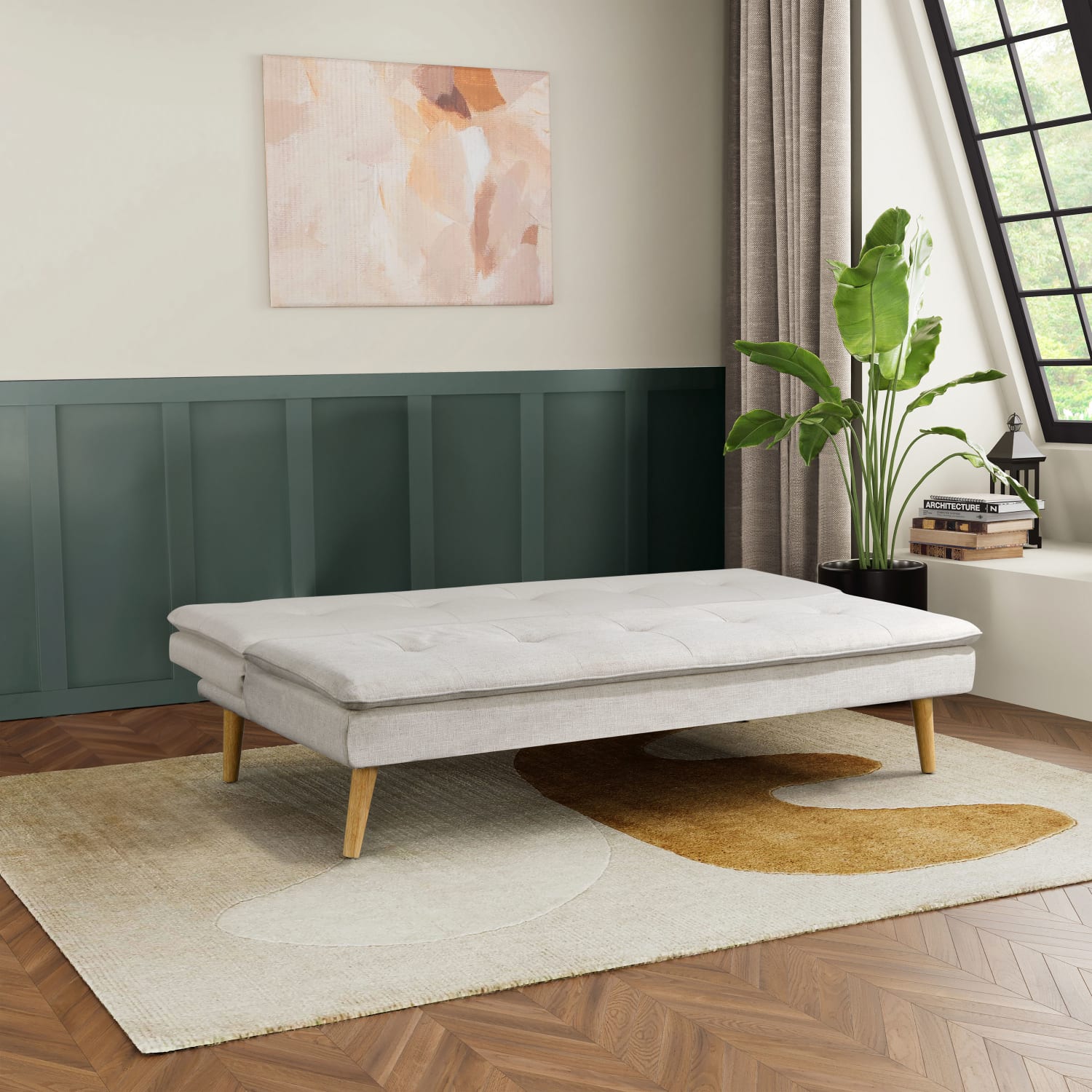 Serta Tristan Convertible Futon, 29-1/3inH x 66-1/3inW x 31-1/3inD, Cream - Image 5