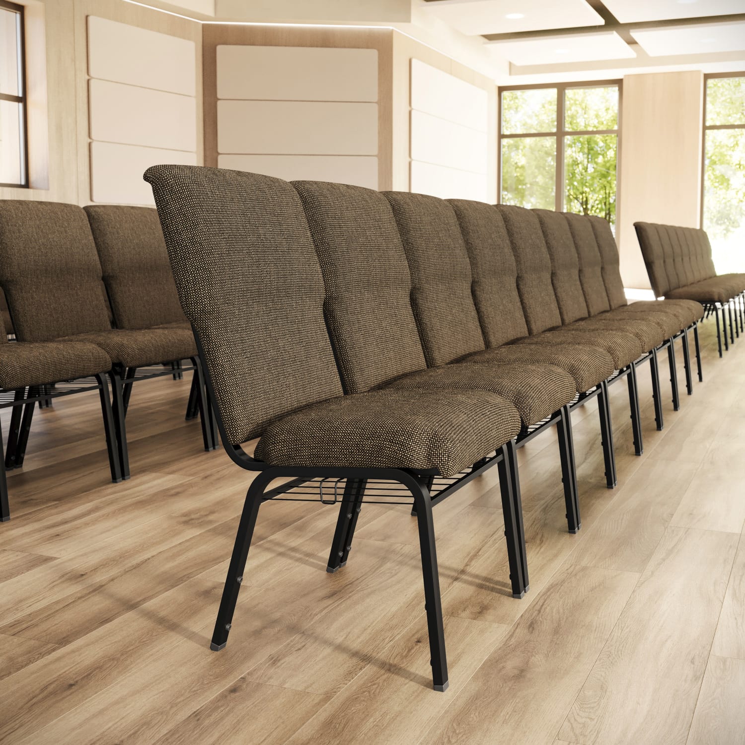 Flash Furniture Advantage Discount Church Chair, Jute/Black - Image 3